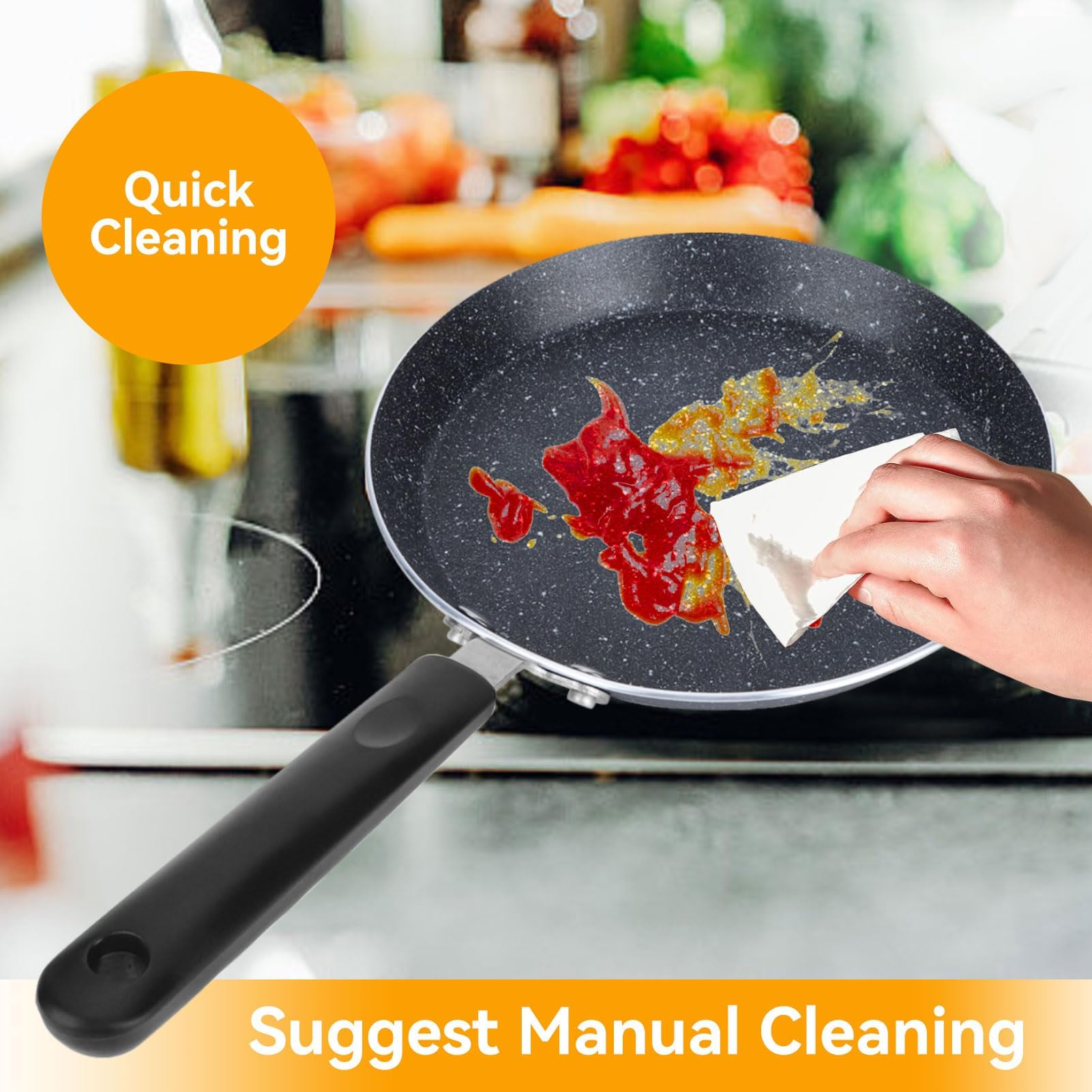 Non-Stick Frittata Pan with Ergonomic Handle - Universal Skillet for Pancakes, Crepes & Flat Omelettes - Perfect for Breakfast, Brunch & Healthy Cooking at Home