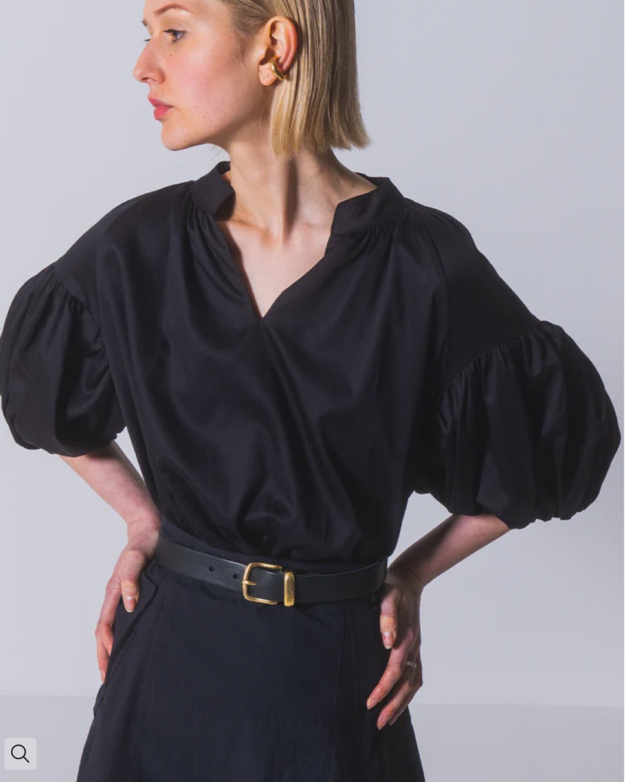 Emin & Paul Black Volume Sleeve Blouse for Women | Elegant Puff Sleeve Tops | Office Wear & Party Outfit | Perfect for Work, Date Night & Special Occasions
