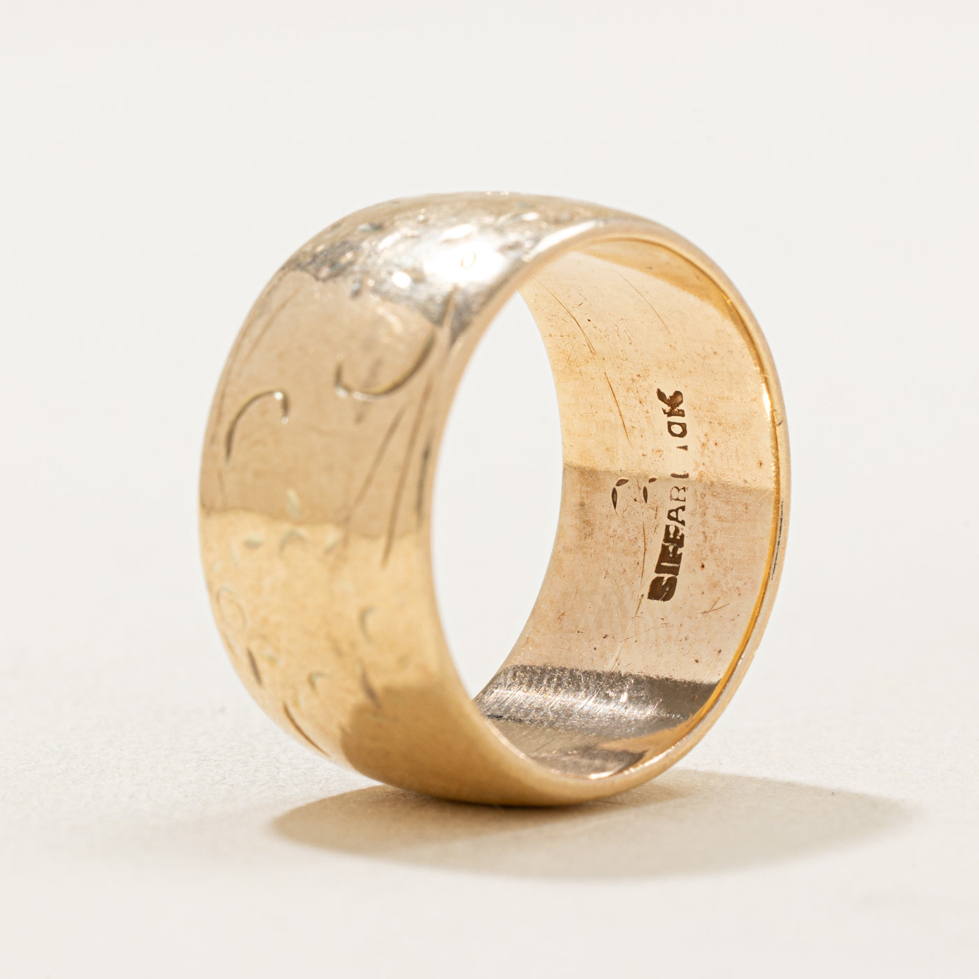 10K Yellow Gold Cigar Band Ring - 9.85mm Wide Size 6.75 - Perfect for Men's Wedding Bands, Anniversary Gifts & Luxury Jewelry Collections