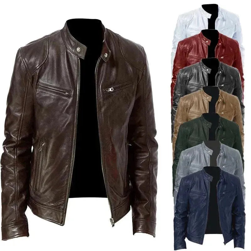 Slim Fit Men's Leather Jacket - Premium Genuine Leather Motorcycle Biker Jacket for Men - Stylish & Comfortable for Casual Wear, Riding & Outdoor Activities