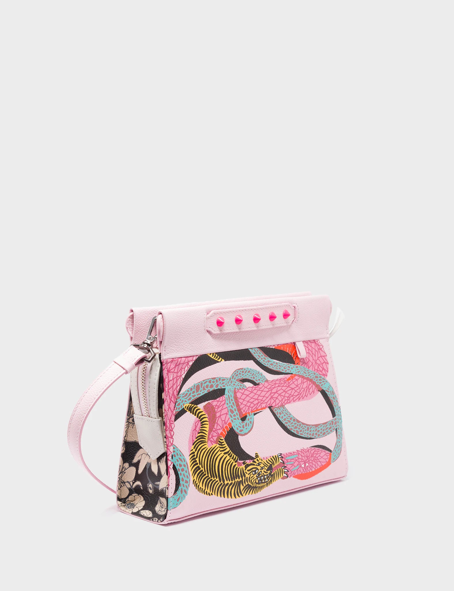 Vali Crossbody Small Parfait Pink Leather Bag - Tangle Tales Black Design - Stylish Women's Shoulder Purse for Everyday Use, Travel & Shopping