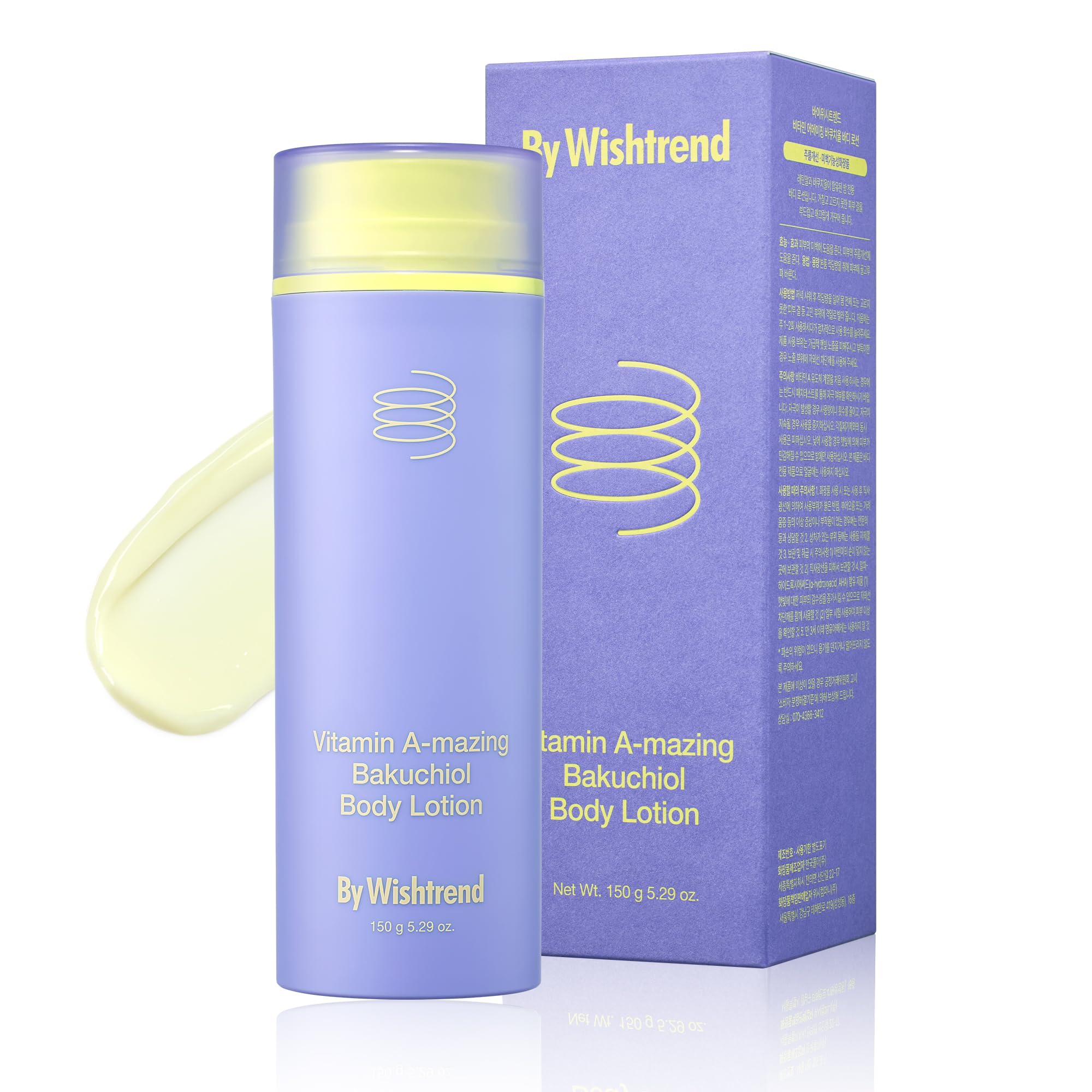 BY WISHTREND Bakuchiol Body Lotion 150g - Korean Moisturizer for Bumpy Skin & Wrinkles - Perfect for Dry Skin Care Routine