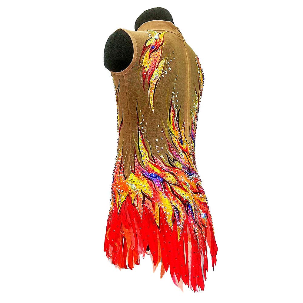 Women's & Girls' Rhythmic & Artistic Gymnastics Leotard - Red High Elasticity Handmade Sleeveless Dancewear for Competition & Performance | Perfect for Gymnastics, Ballet, Dance Shows & Training
