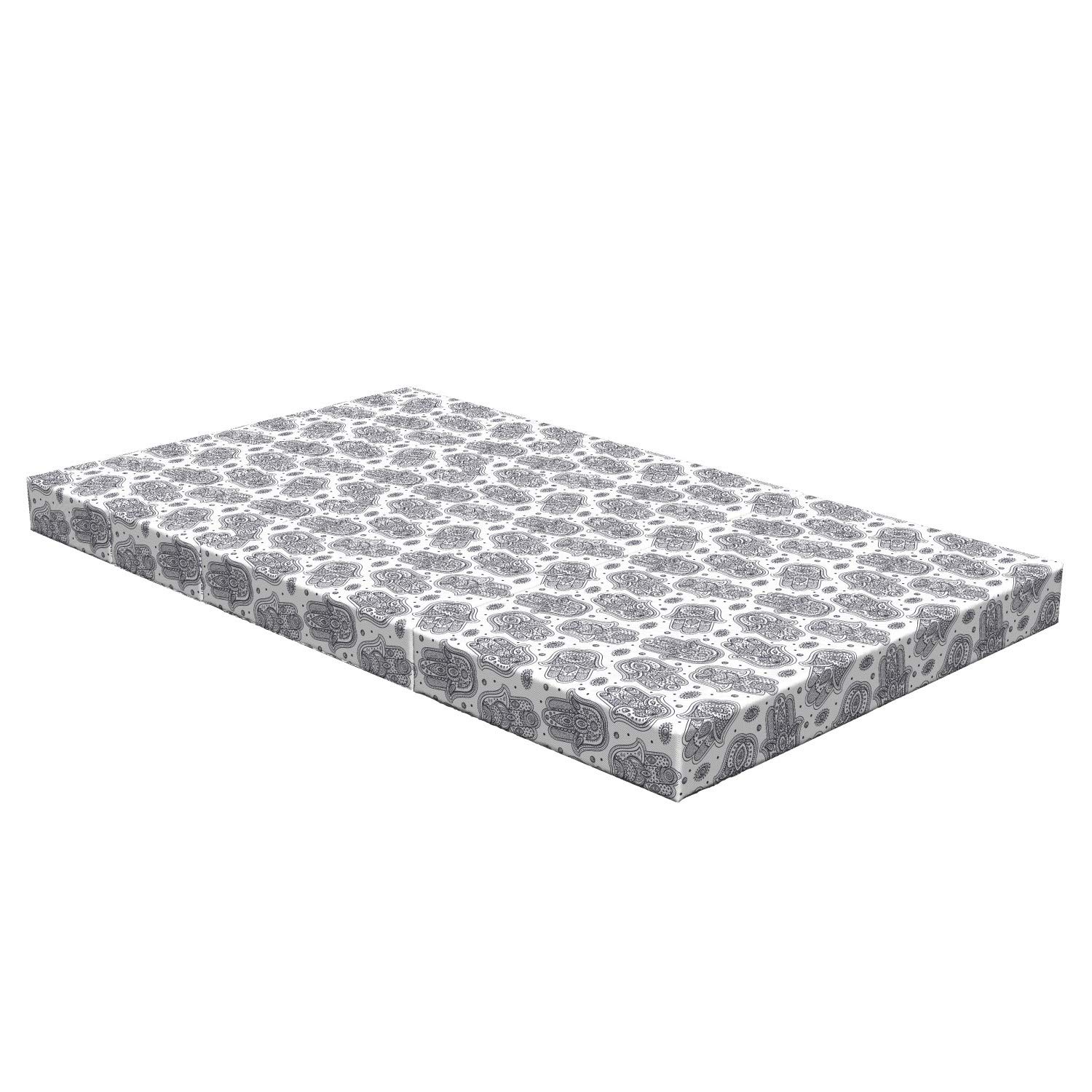 Ambesonne Hamsa Foldable Meditation Yoga Mattress with Mandala Design - Portable Floor Mat for Yoga, Meditation, Home Decor & Spiritual Practices