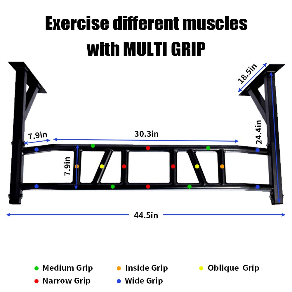 Wall Mount Pull Up Bar - Heavy Duty Wall Mounted Chin Up Bar for Home Gym, Upper Body Workout Equipment (Ideal for Doorway, Garage & Apartment Fitness)