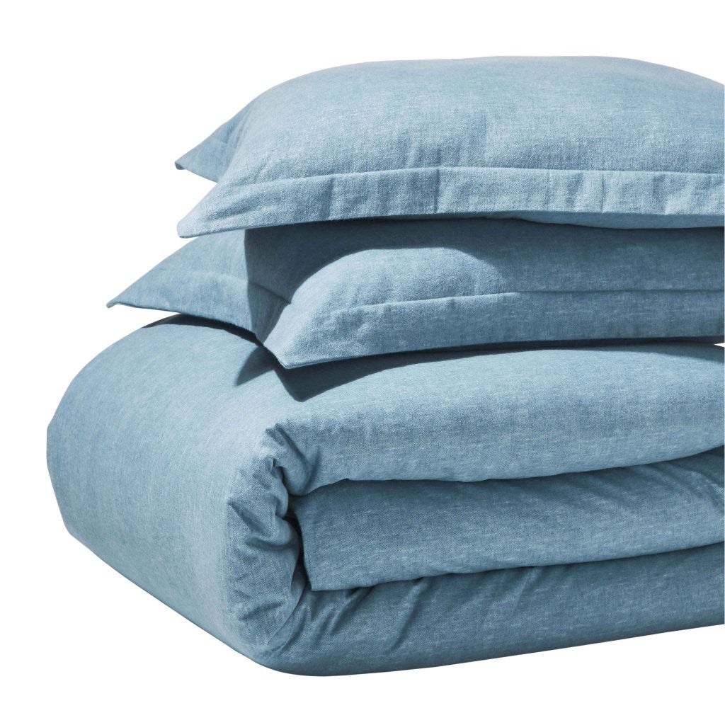 Soft Melange Flannel Cotton Two-Toned Brushed Duvet Cover Set - Cozy Bedding for Winter Nights & Guest Room Comfort