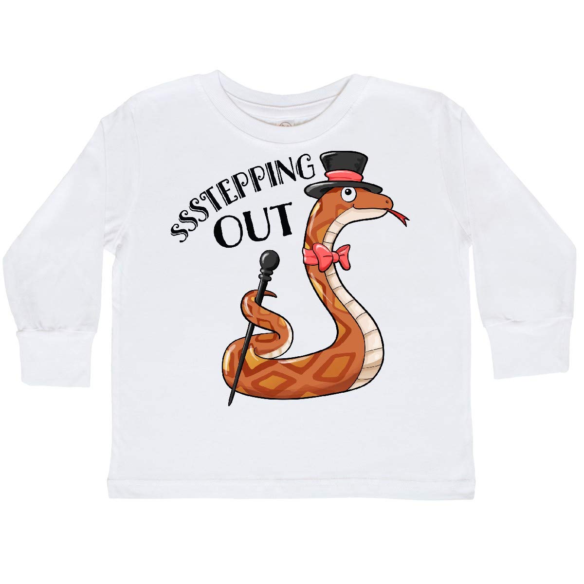 Inktastic 'Ssstepping Out' Snake in Top Hat Toddler Long Sleeve T-Shirt - Cute Graphic Tee for Boys & Girls - Perfect for Playdates, Birthday Parties & Casual Outfits