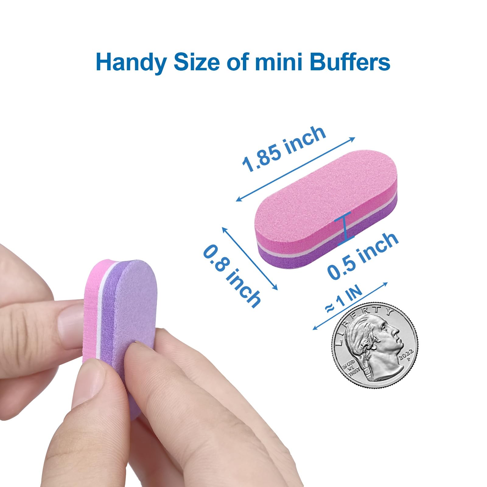 Mini Nail Buffer (100 Pack) - 100/180 Grit Buffing Blocks for Acrylic & Natural Nails, Professional Manicure Set - Purple/Pink - Perfect for Salons, DIY Nail Care & Home Use