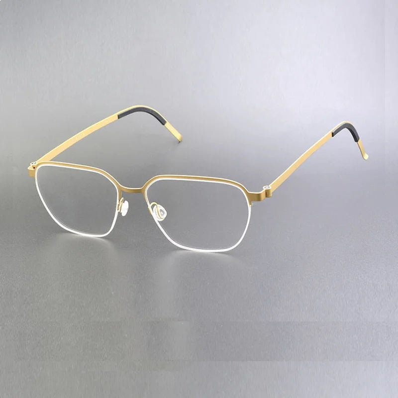 Aimee 7423 Unisex Semi-Rimless Oval Titanium Eyeglasses - Lightweight & Durable Screwless Frame for Men & Women - Perfect for Office, Reading & Everyday Wear