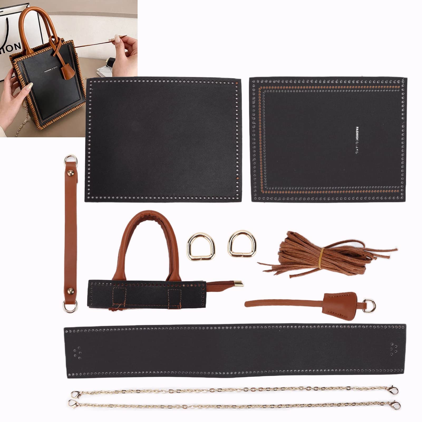 Premium PU Leather Bag Making Kit - DIY Handbag, Shoulder Bag & Crossbody Bag Crafting Accessories (Black) | Perfect for DIY Enthusiasts, Fashion Designers & Gift Makers