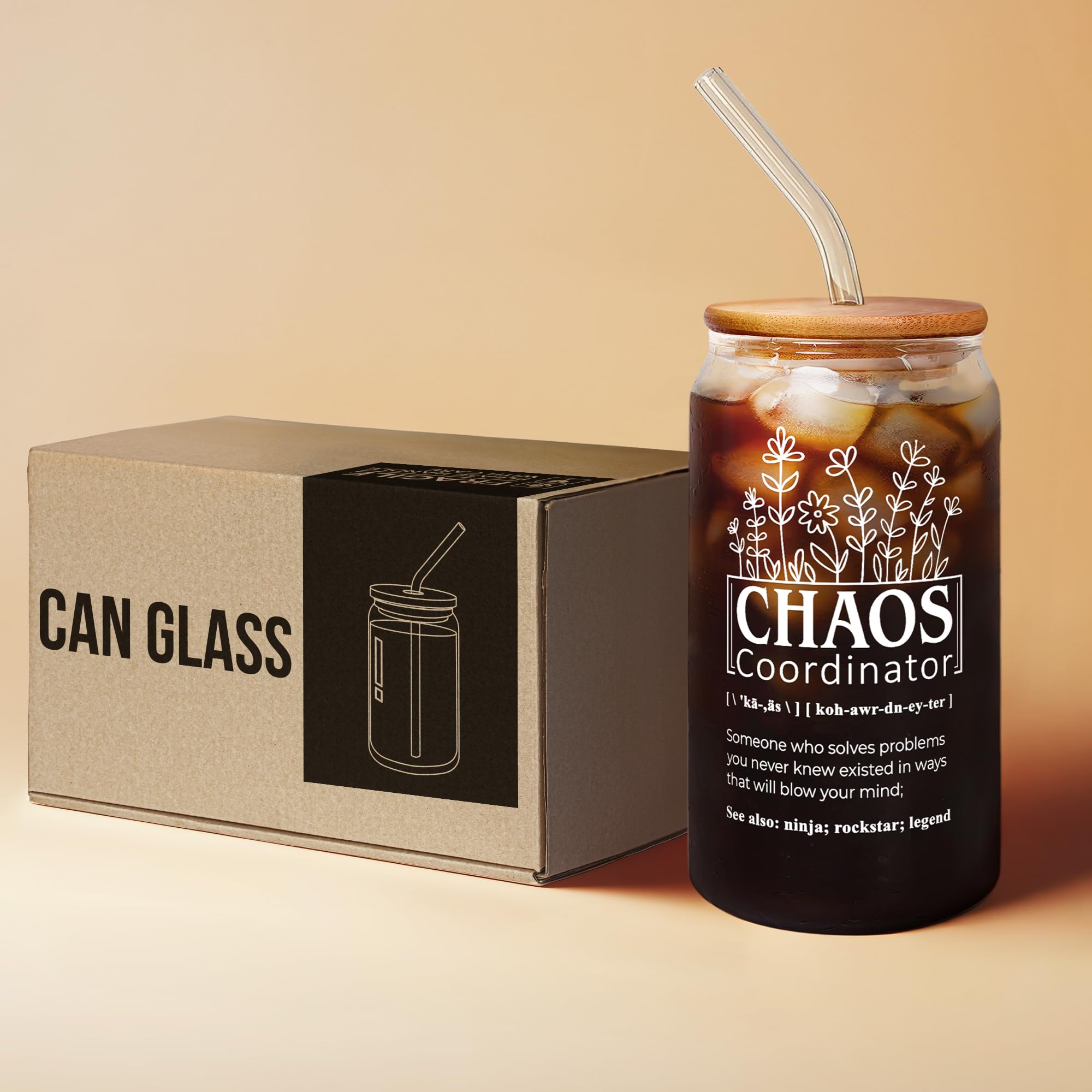 Chaos Coordinator Gifts for Women - 16oz Insulated Tumbler Cup for Coworkers, Boss, Teacher, Nurse & Mom - Perfect Thank You, Birthday & Valentine's Day Present - Great for Office Use, Coffee Drinking & Daily Hydration