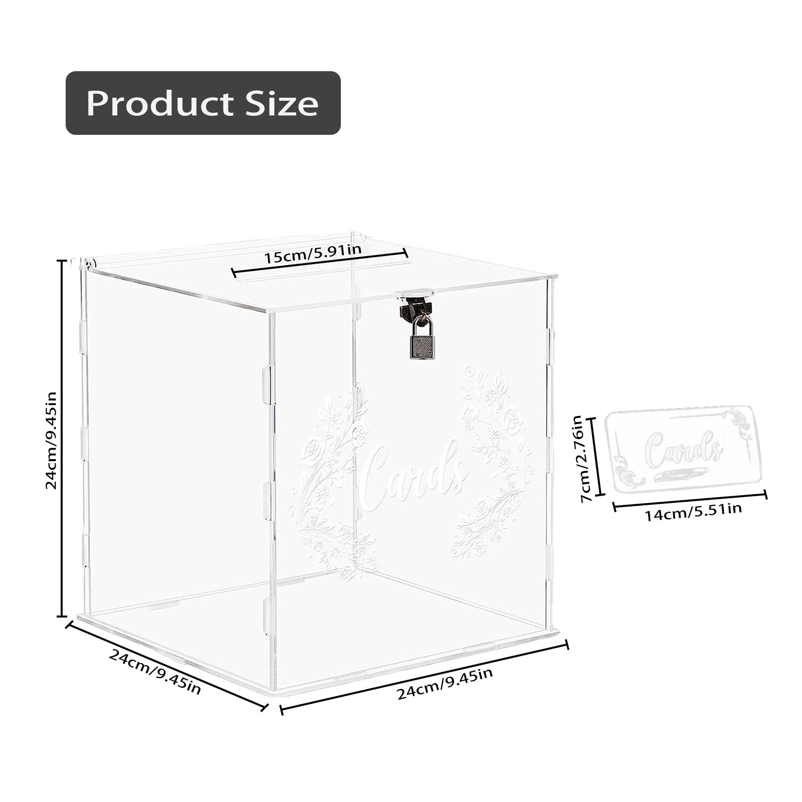 Shalwinn Large Clear Acrylic Wedding Card Box with Lock & Sign - Secure Money Gift Holder for Wedding Reception, Anniversary, Bridal Shower & Birthday Decorations | Perfect for Guest Card Collection at Events
