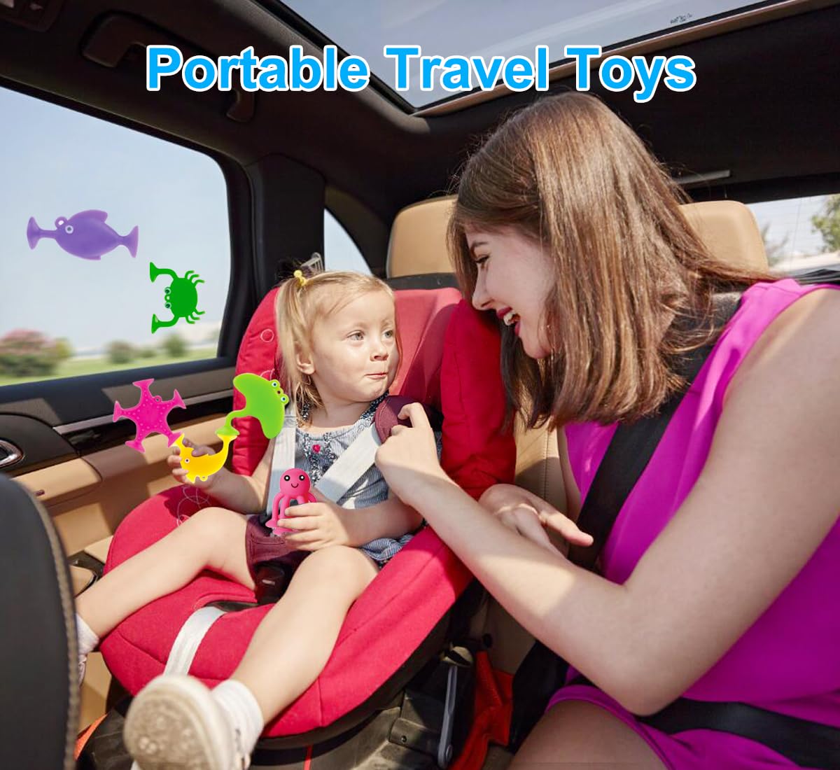 9PCS Silicone Ocean Animal Suction Cup Bath Toys for Toddlers 1-3 Years - Mold Free No Hole Bathtub Sensory Toys, Window Building Play Set - Perfect for Bathtime Fun & Early Learning Development