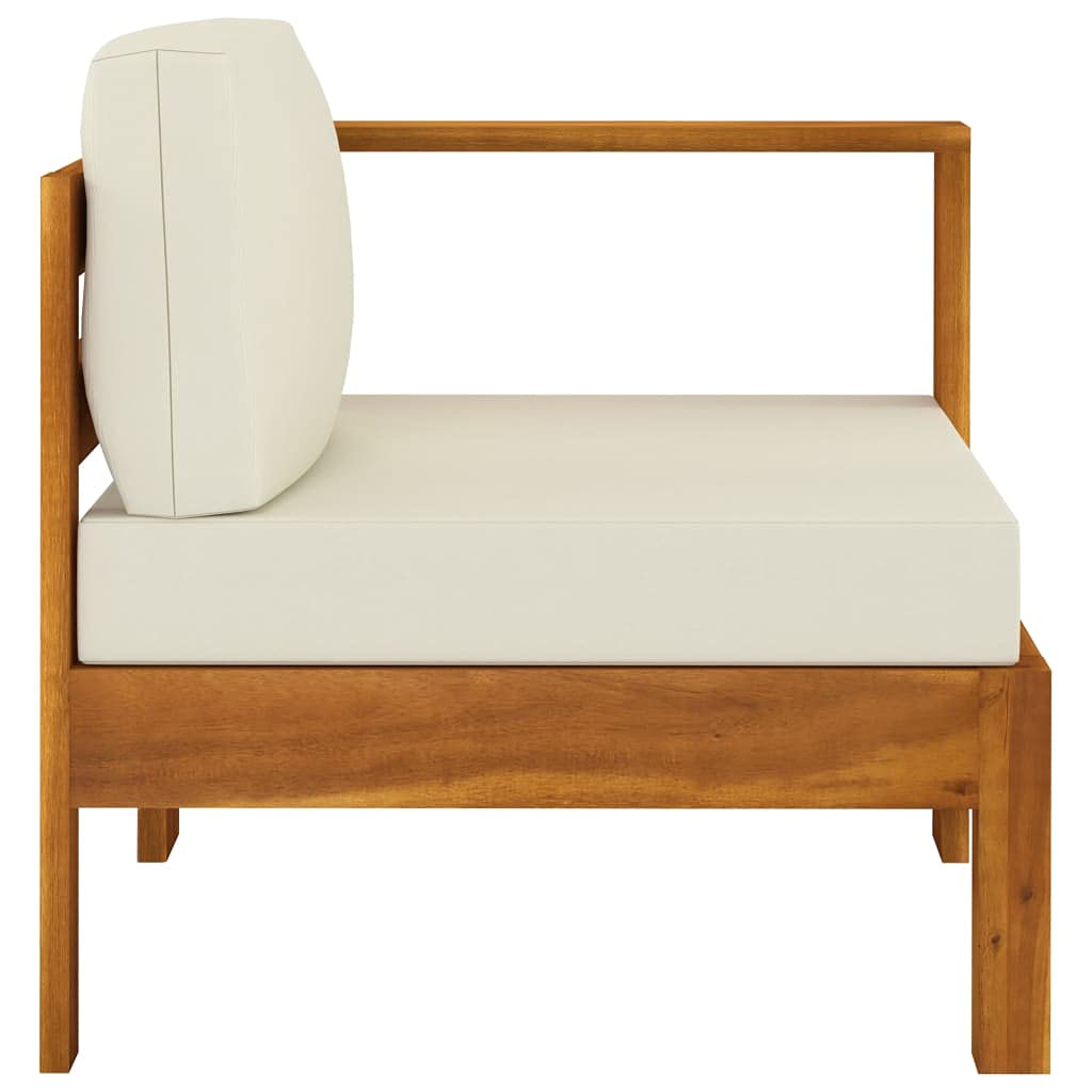 Modular Sofa Left Armrest Replacement - Acacia Wood Outdoor Patio Furniture with Seat & Back Cushions (27.6