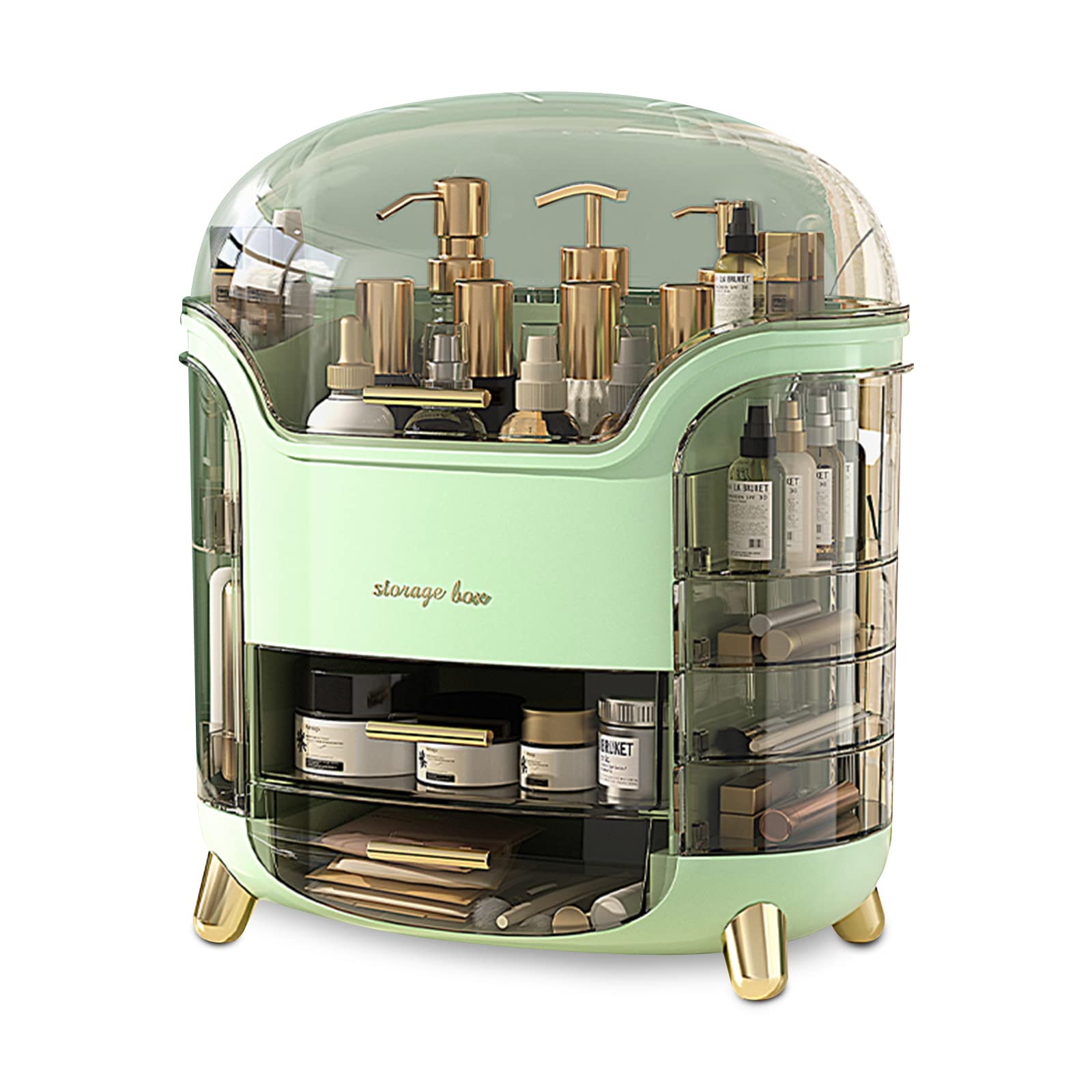 Galatée Large Capacity Makeup Organizer - Multifunctional Jewelry & Lipstick Storage Box (Green) for Travel & Home