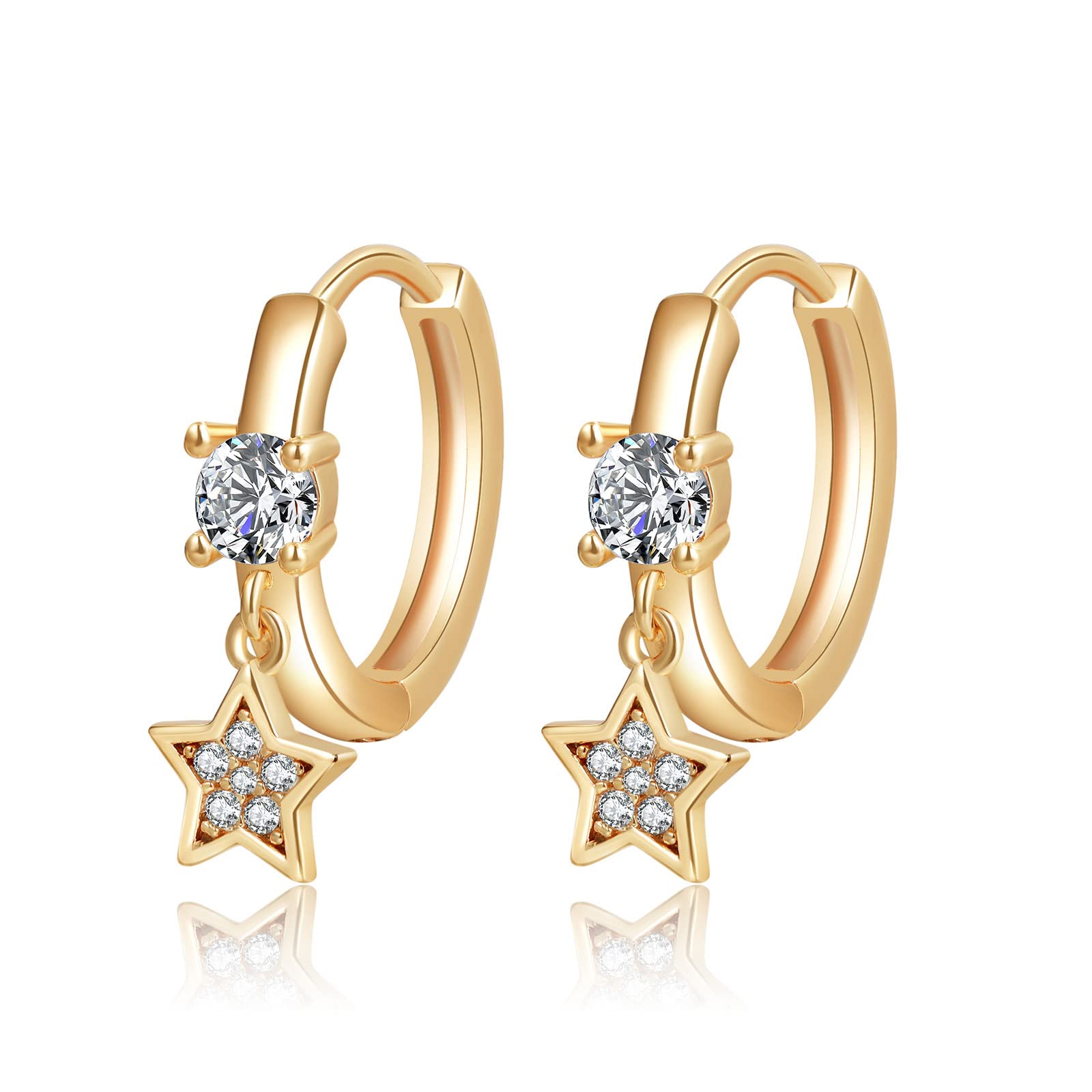 14K Gold Huggie Hoop Earrings for Women - Tiny Vintage Dangle Drop Earrings with Charm, Dainty Jewelry Gift for Girls | Perfect for Everyday Wear, Date Nights & Special Occasions