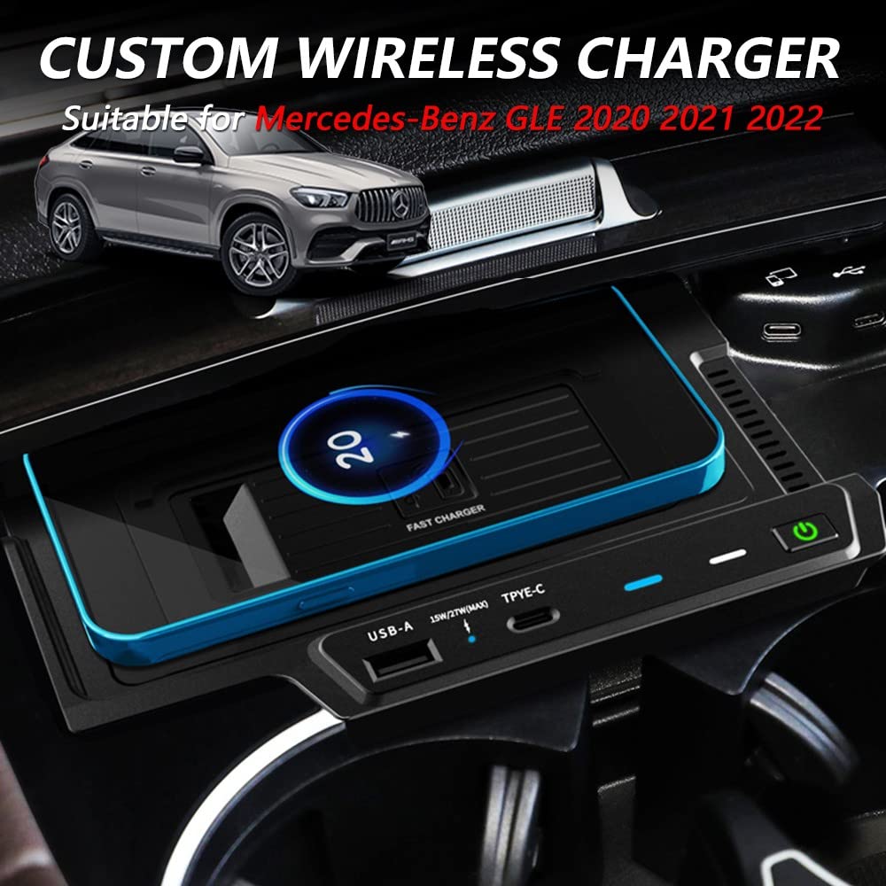 Wireless Car Charger for Mercedes-Benz GLE AMG & GLE Coupe (2020-2022 Models) - 15W Fast Charging Phone Pad Compatible with W167 350/450 AMG 53/53 Coupe/63 S - Perfect for Road Trips & Daily Commutes