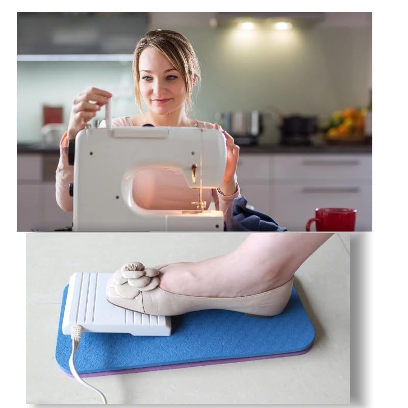 Non-Slip Sewing Machine Pedal Mat - 2 Pack Anti-Skid Foot Pedal Cushion for Quilting & Sewing | Washable Blue & Purple Mats | Perfect for Home Crafting & Professional Tailoring