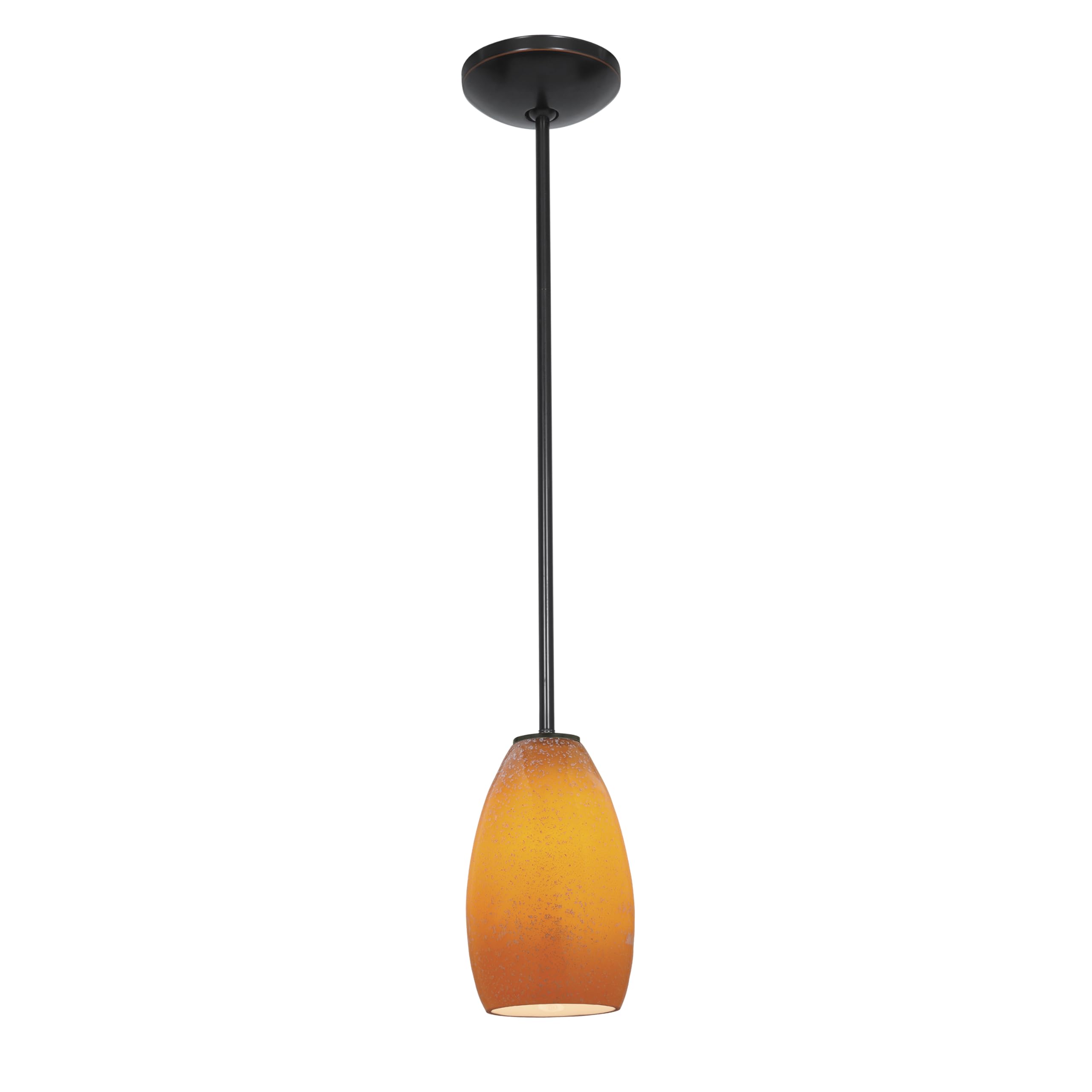 Elegant Champagne Glass Pendant Light with Oil Rubbed Bronze Finish & Maya Glass Shade - 1-Light Hanging Fixture for Dining Room, Kitchen Island or Entryway