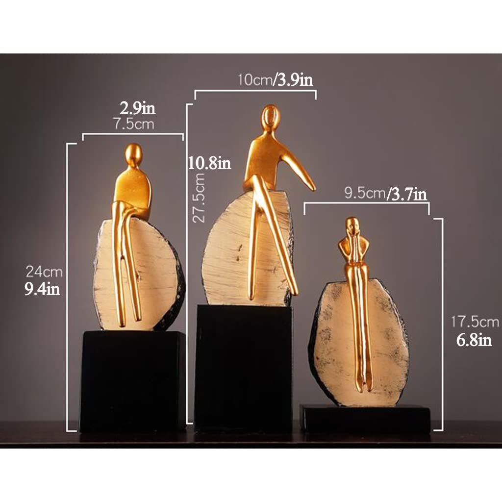 The Thinker Statue - Small Gold Decor Accent for Shelves, Golden Resin Collectible Figurine, Famous Thinking Man Sculpture - Perfect for Office, Living Room, Bathroom & Shelf Decor