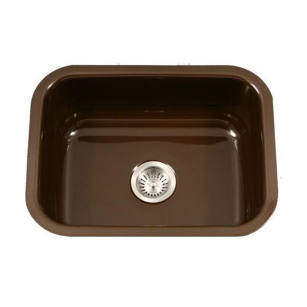 Hamat CER 2318S ES Undermount Single Bowl Kitchen Sink - Premium Enameled Steel, Espresso Brown - Perfect for Modern Kitchens & Small Space Remodeling