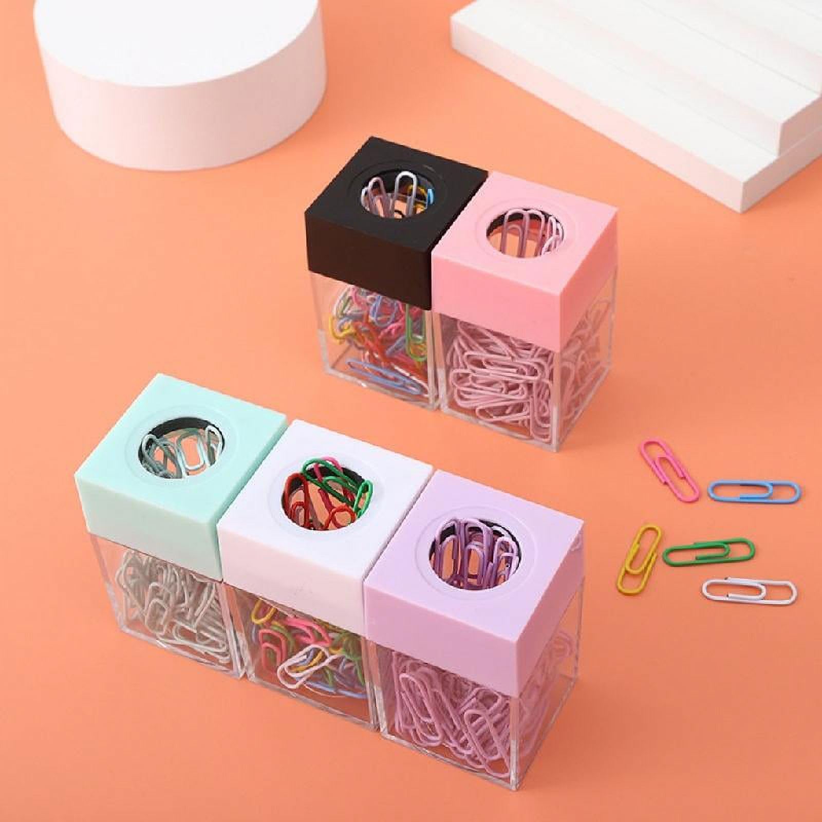 Pink Acrylic Magnetic Paper Clip Holder - Desk Organizer for Office Supplies, Stationery & School Use - Perfect for Office Desk, Home Study & Classroom Organization