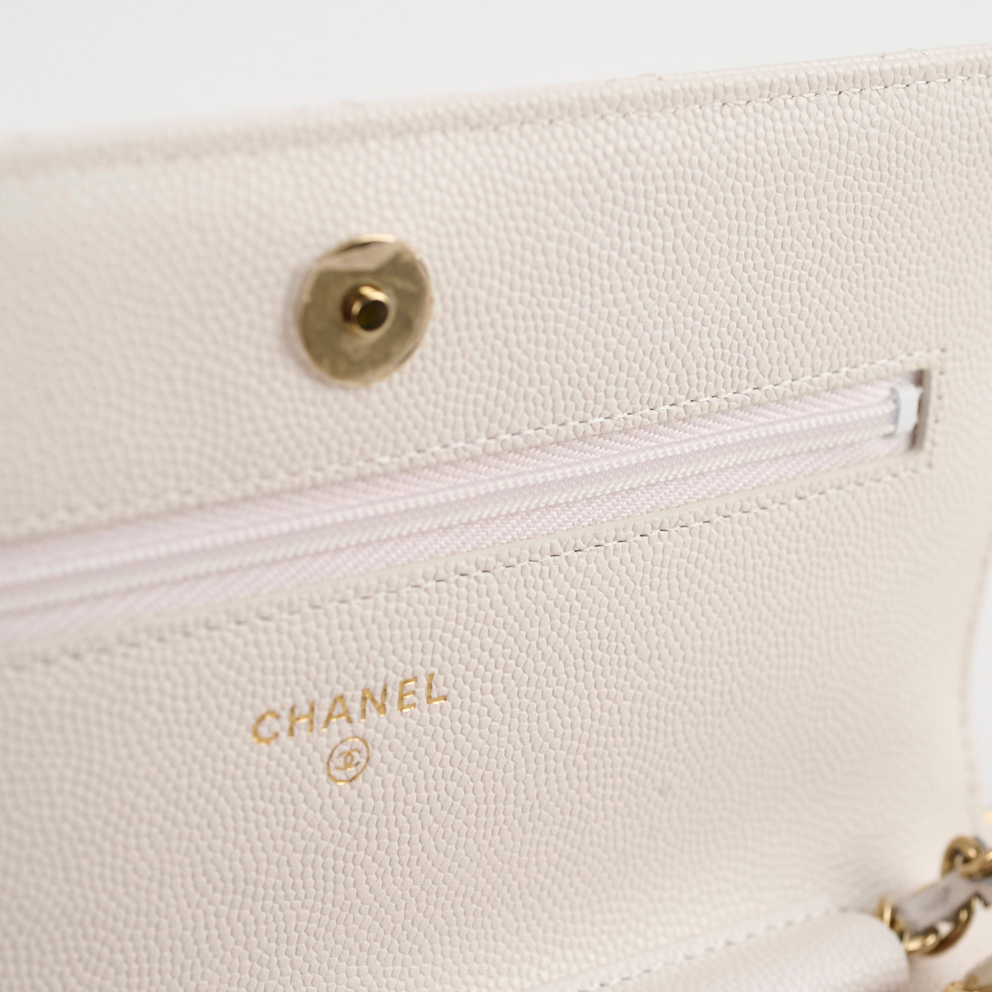 Chanel Caviar Leather Wallet On Chain Crossbody Bag - White with Microchip - Perfect for Evening Events, Parties & Luxury Fashion Accessories