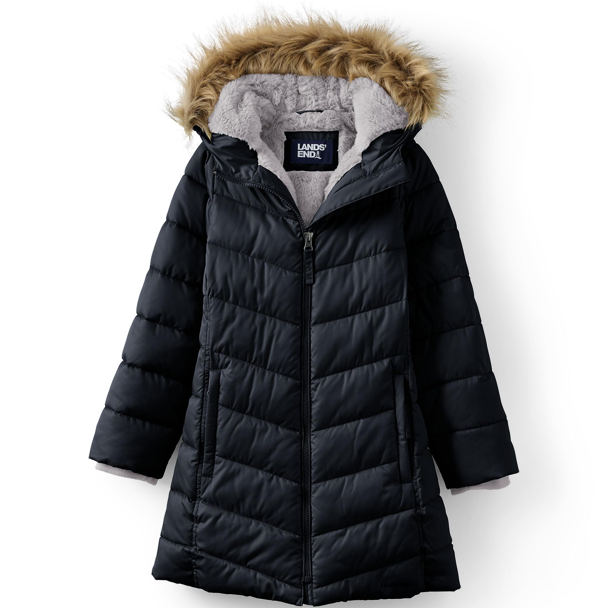 Lands' End Girls Fleece Lined Winter Coat - Warm Waterproof Jacket for Cold Weather - Perfect for School, Outdoor Play & Snow Days