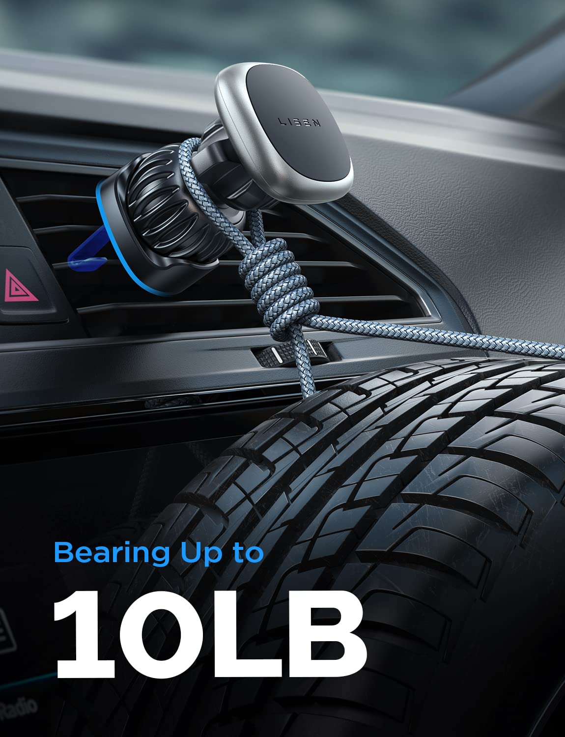 LISEN Magnetic Car Phone Holder with 6 Strong Magnets, Universal Vent Mount for iPhone & Case-Friendly Devices, Perfect Gift for Men & Women - Ideal for Road Trips & Daily Commutes