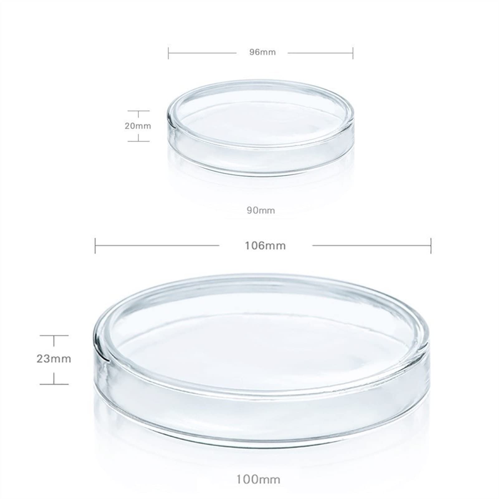 100mm Borosilicate Glass Petri Dishes with Lids - 8 Pack, 100x23mm Heat Resistant Lab Dishes for Bacterial Culture & Science Experiments - Ideal for Microbiology, School Labs & STEM Education