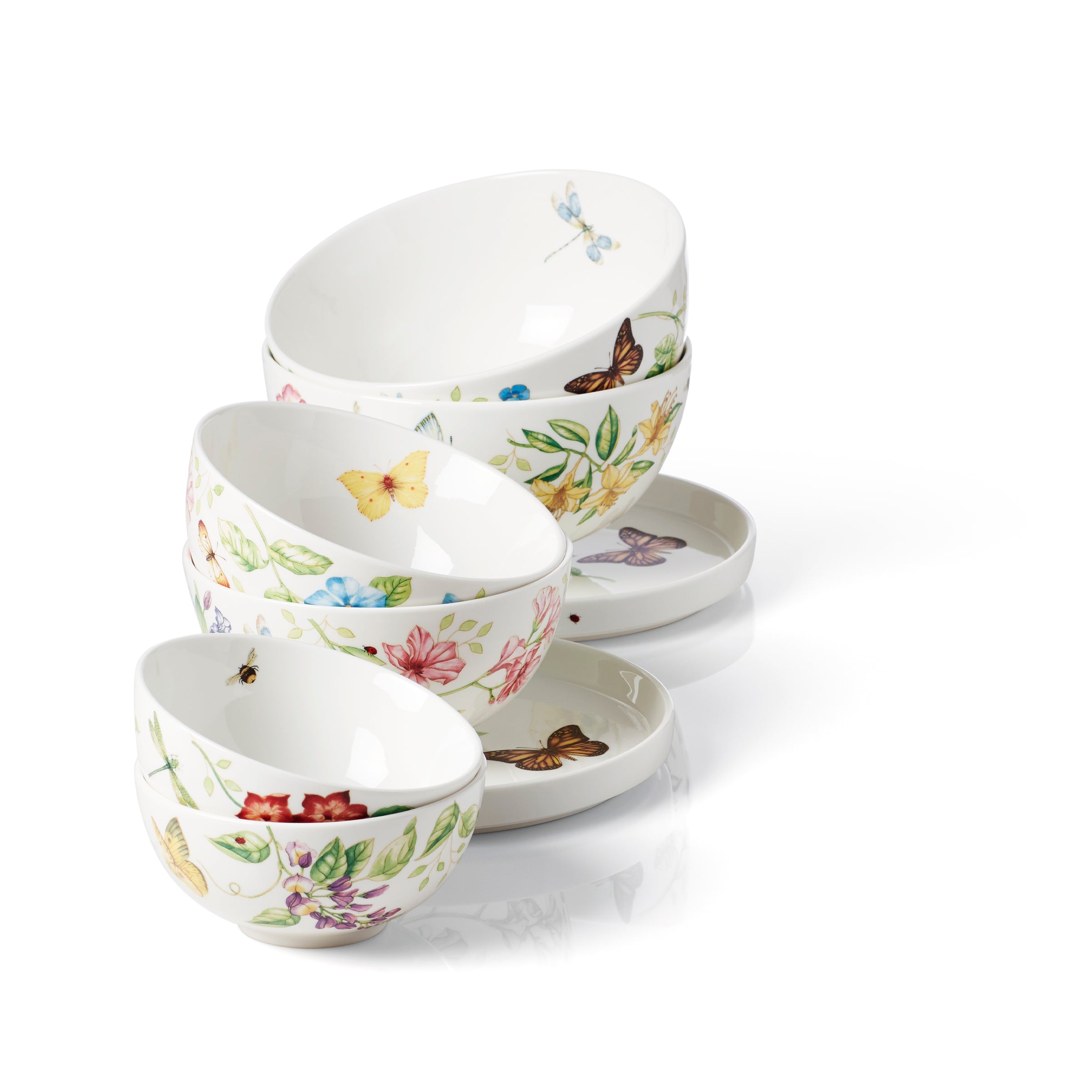 Butterfly Meadow 8-Piece Dinnerware Set - Elegant Porcelain Plates & Bowls for Everyday Dining, Dinner Parties & Home Decor