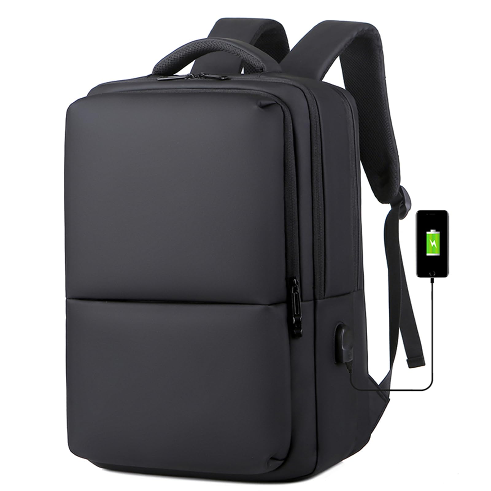 LIMINK Travel Laptop Backpack with USB Charging Port - Water-resistant Business Backpack for 15.6 Inch Laptop (Fits S19/S20/LK14/LK15/LK16/ET14) - Durable Carry-On Computer Bag with Luggage Strap for Men & Women - Perfect for Business Trips, Commuting and Air Travel (Black)