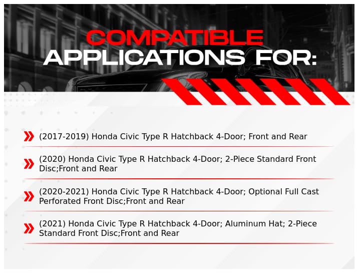 R1 Concepts Complete Front & Rear Brake Kit with Ceramic Pads and Rotors | Fits 2017-2021 Honda Civic | High-Performance Braking for Daily Commute & City Driving