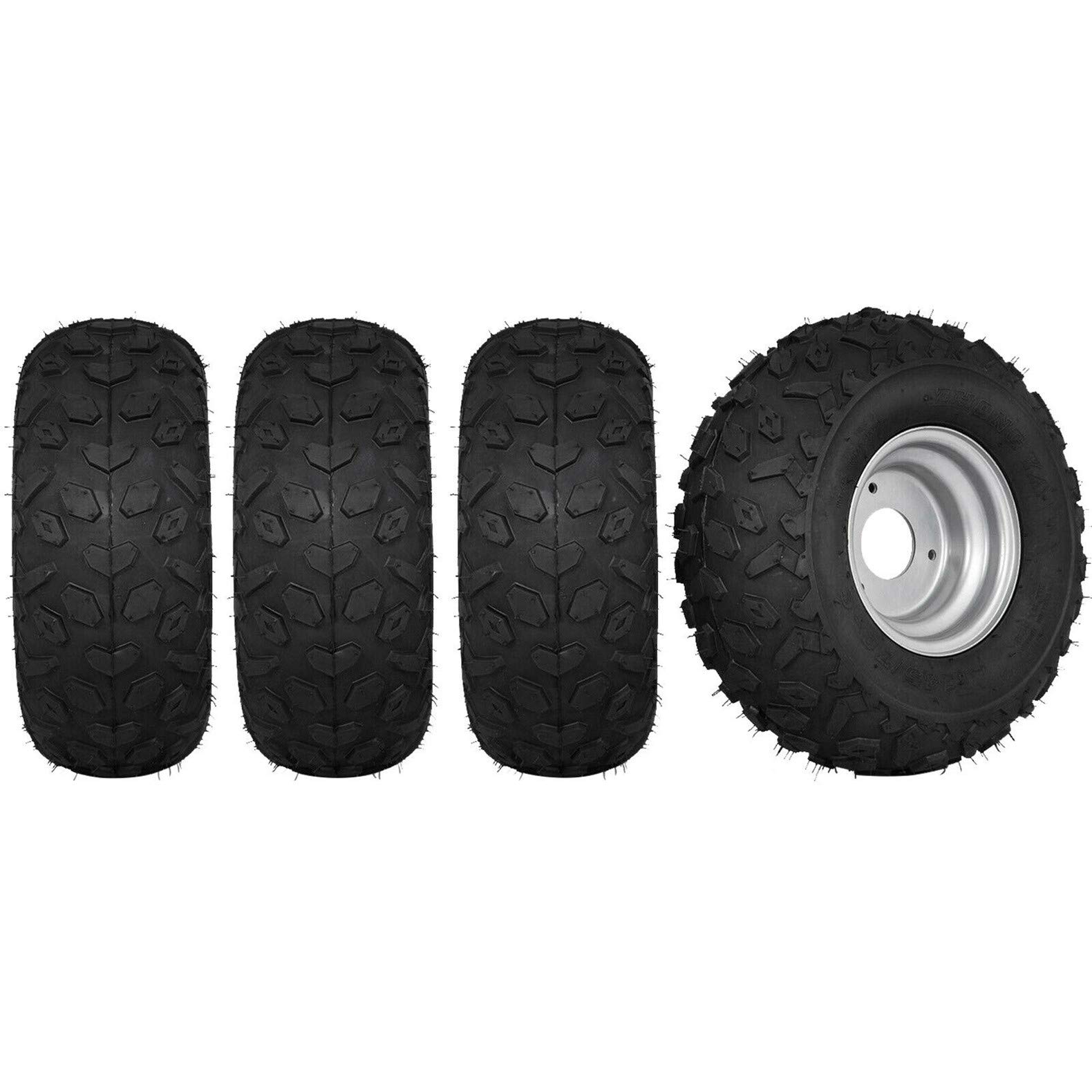 **Premium 145x70-6 ATV Go Kart Tires & Iron Wheels Set of 4 - 3-Hole Hub for 90CC Go-Karts, Mini Bikes & Quad Bikes | Durable Off-Road Performance for Trail Riding & Racing**