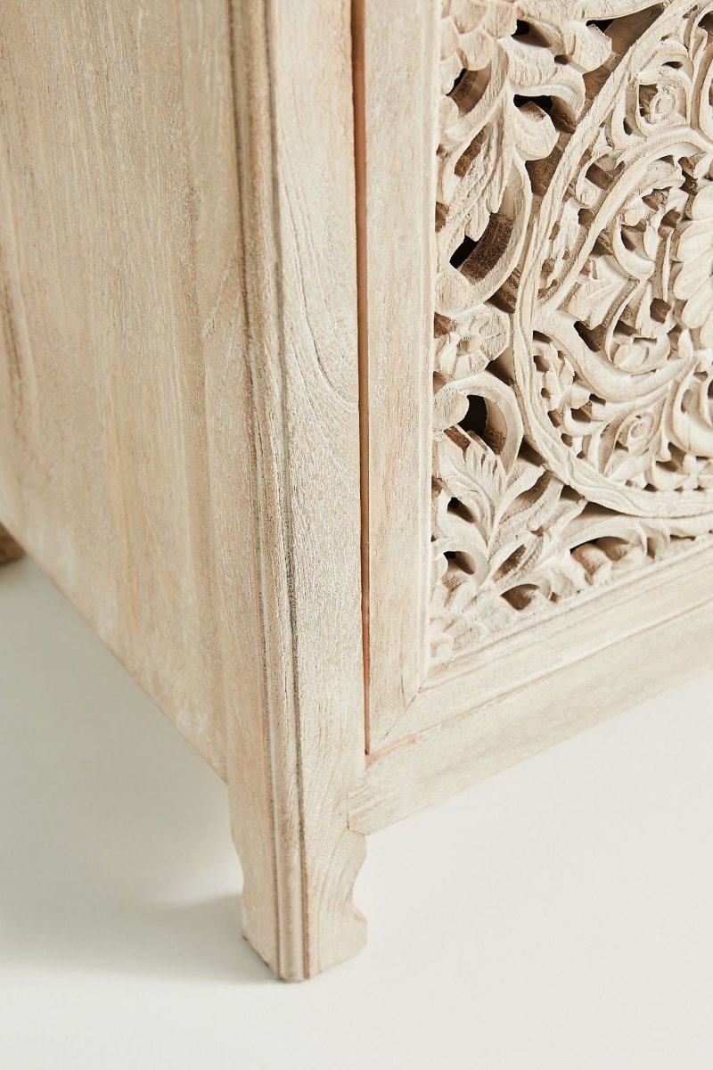 Hand Carved Lombok Media Console - Solid Wood Entertainment Center TV Stand | Handmade Wooden TV Unit for Living Room, Bedroom & Home Theater Setup