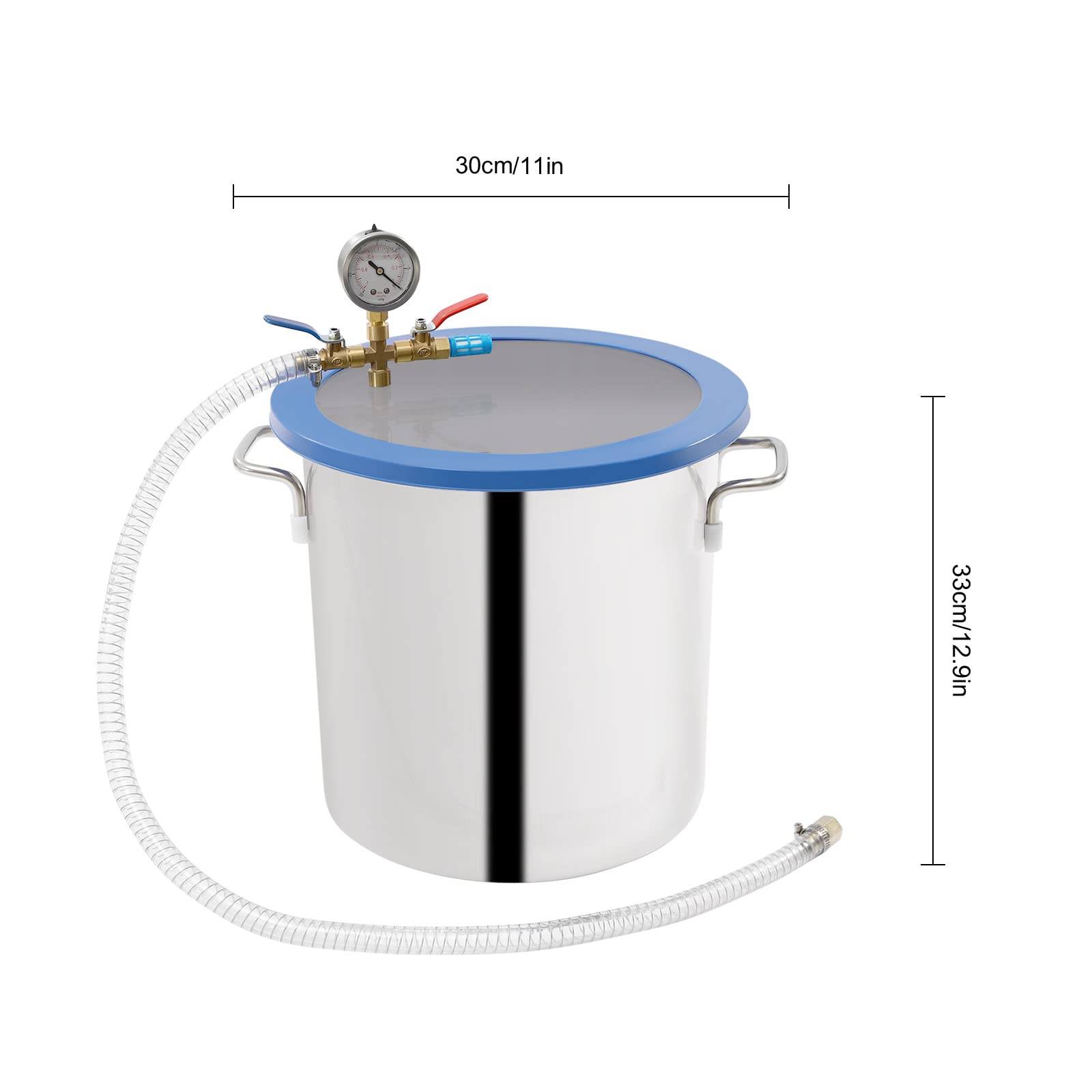 5 Gallon Tempered Glass Vacuum Chamber Kit with Stainless Steel Lid - Includes Vacuum Gauge & Degassing Chamber for Wood Stabilization - Perfect for Resin Casting, Epoxy Projects and DIY Woodworking