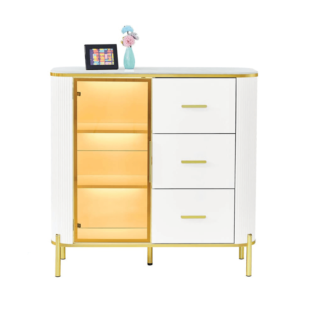 Stylish Maurille White Buffet Hutch - 100cm Modern Dining Room Storage Cabinet for China Display & Kitchen Organization | Perfect for Dining Room Decor & Entertaining
