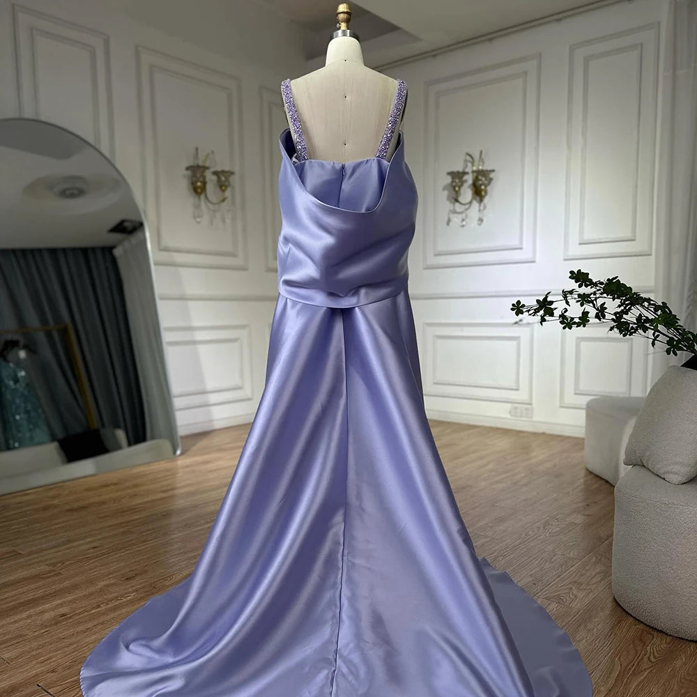 Elegant Lilac Off Shoulder Evening Dress with Detachable Cape & Beaded Details - LA72529 | Wedding Guest Dress, Prom Gown & Special Occasion Party Dress