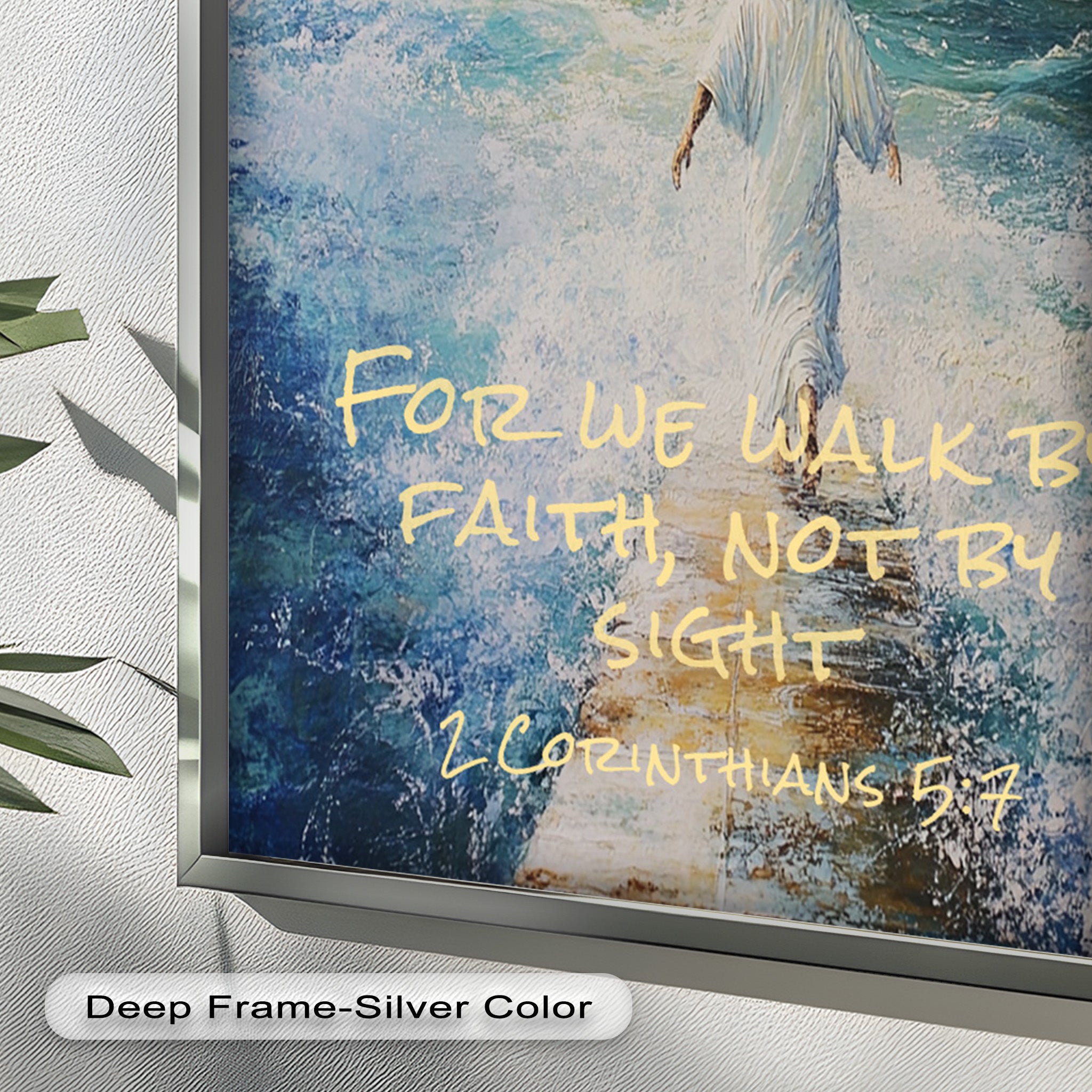 2 Corinthians 5:7 Walk by Faith Bible Verse Oil Painting - Inspirational Christian Wall Art for Home, Church & Office Decor