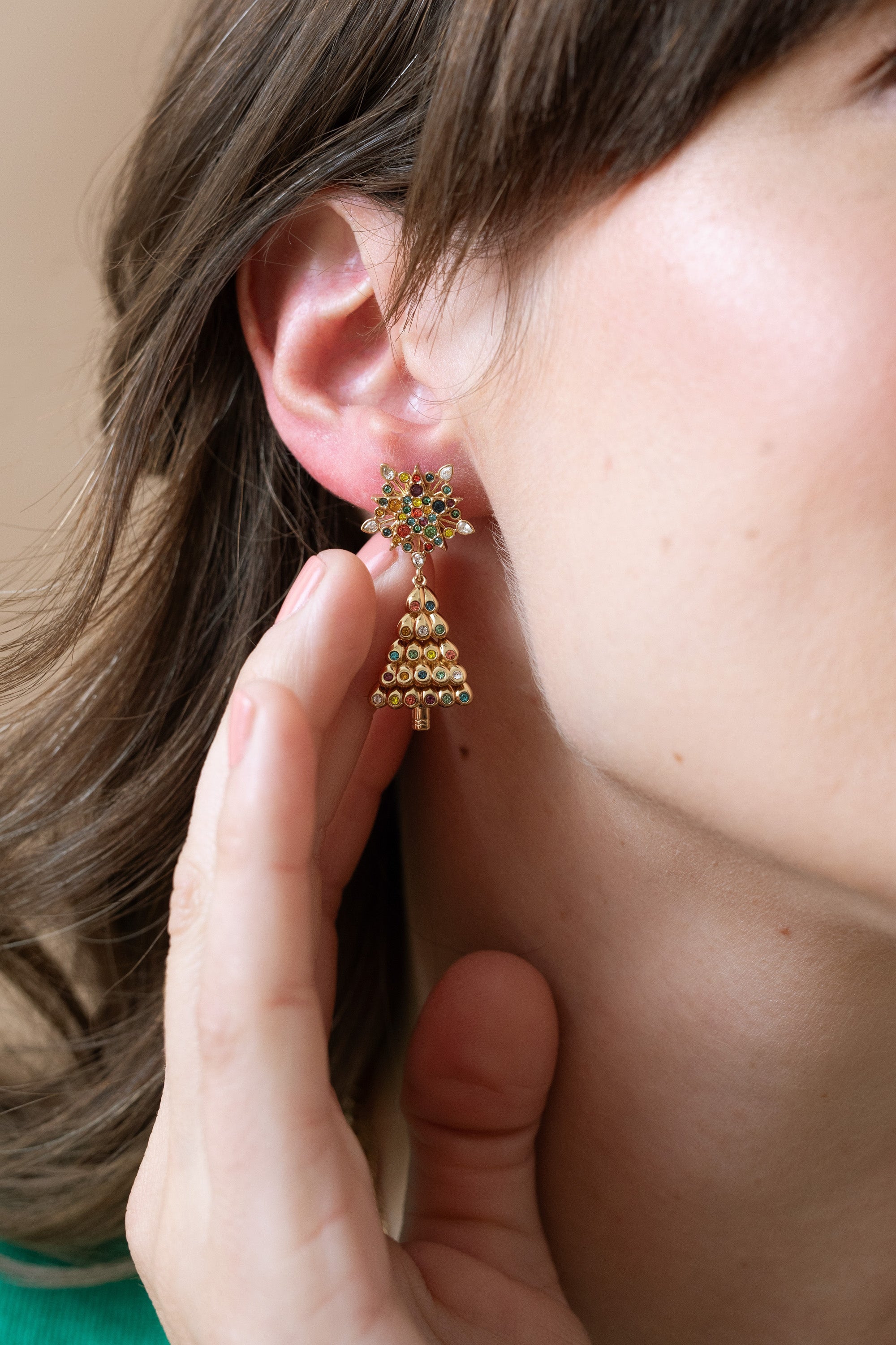 Christmas Tree Drop Earrings for Women - Festive Holiday Jewelry Gift for Christmas Party & Winter Celebrations