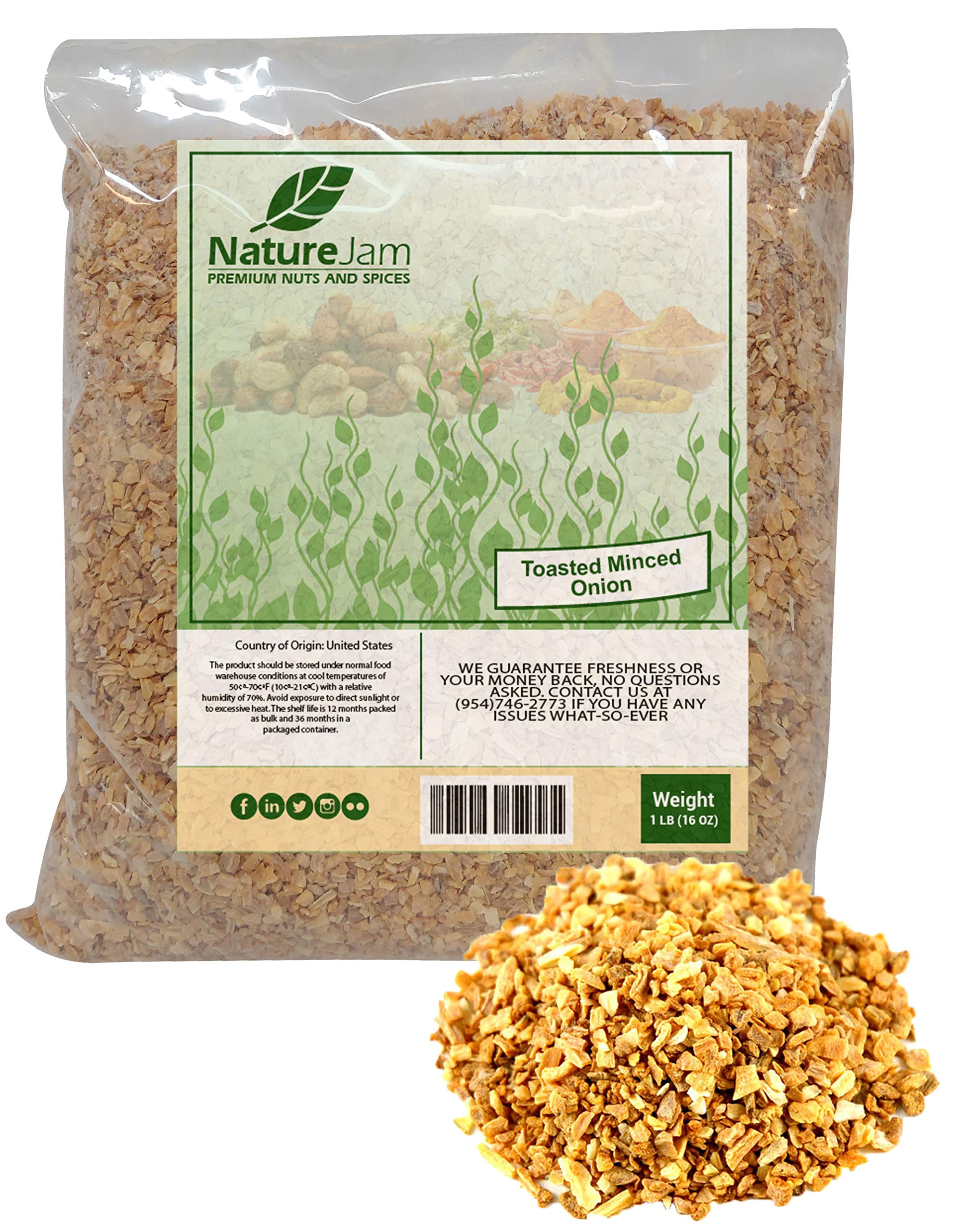 Premium Minced & Toasted Onions - 1 Pound (16oz) | All-Natural Dried Onion Flakes | Perfect for Soups, Salads, Burgers & Seasoning | USA-Grown & Gluten-Free