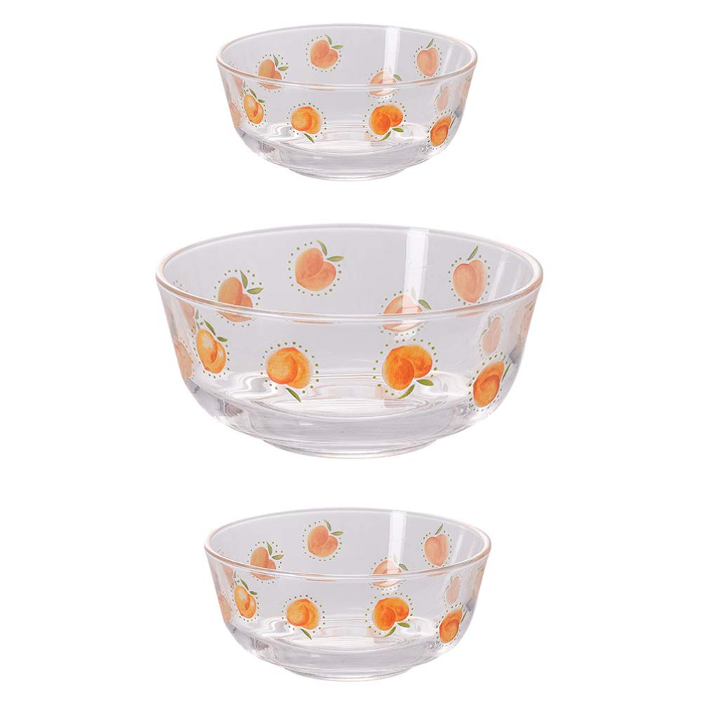 Stylish Peach Pattern Glass Salad Bowls - 12oz Mixing Bowls for Cereal, Fruit, Snacks & Side Dishes | Decorative Dinnerware for Appetizers, Candy & Serving | Perfect for Parties, Picnics & Home Decor