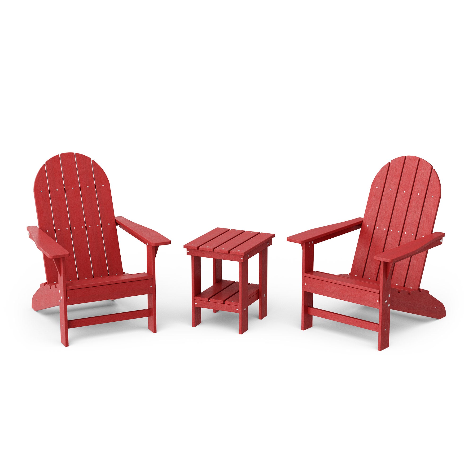 Freedom 3-Piece Traditional Adirondack Chair Set with Side Table - Outdoor Patio Furniture for Garden, Deck, Poolside & Backyard Relaxation