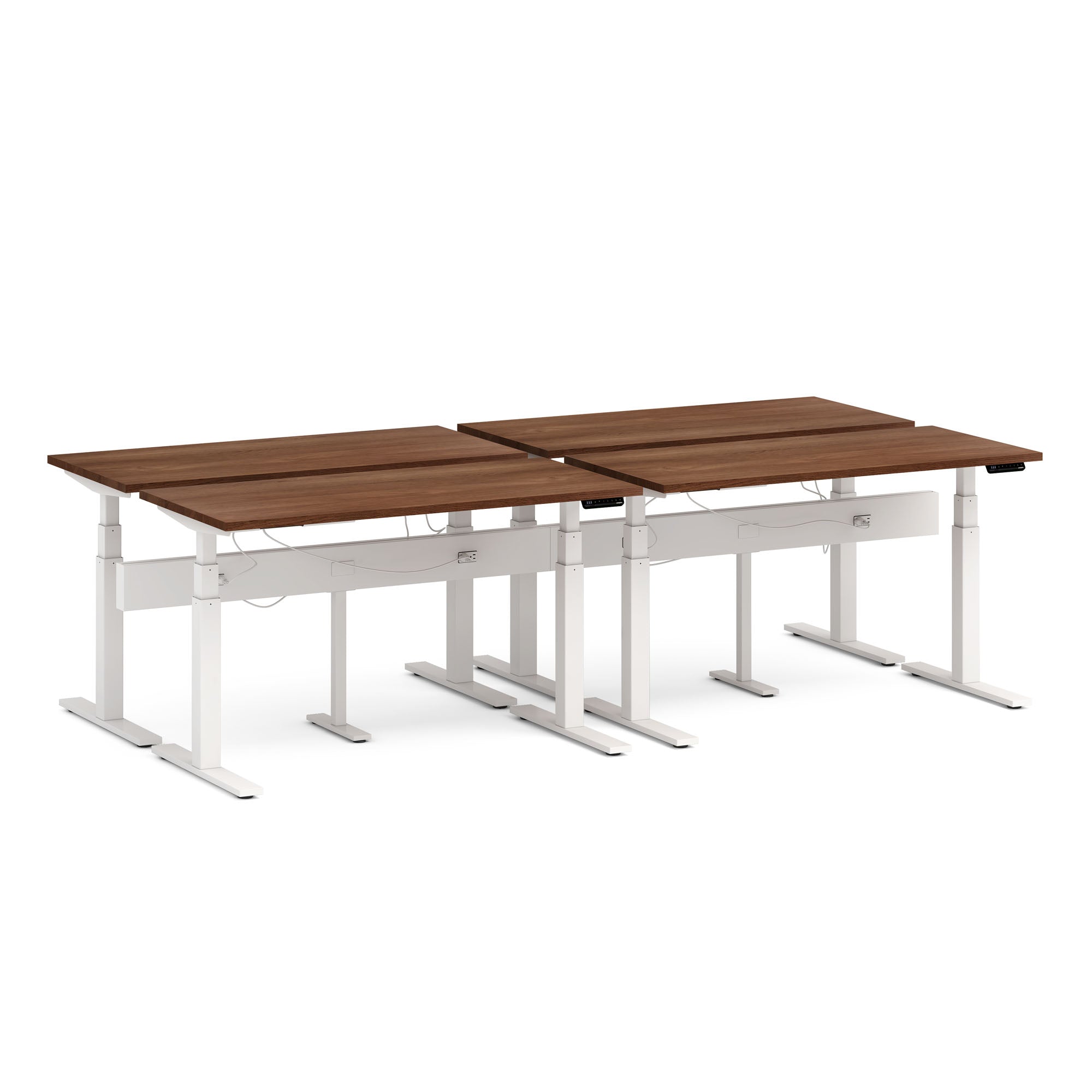 Series L Desk for 4 with Boom Power Rail - Modern Office Workstation for Collaborative Workspaces, Home Offices & Coworking Environments