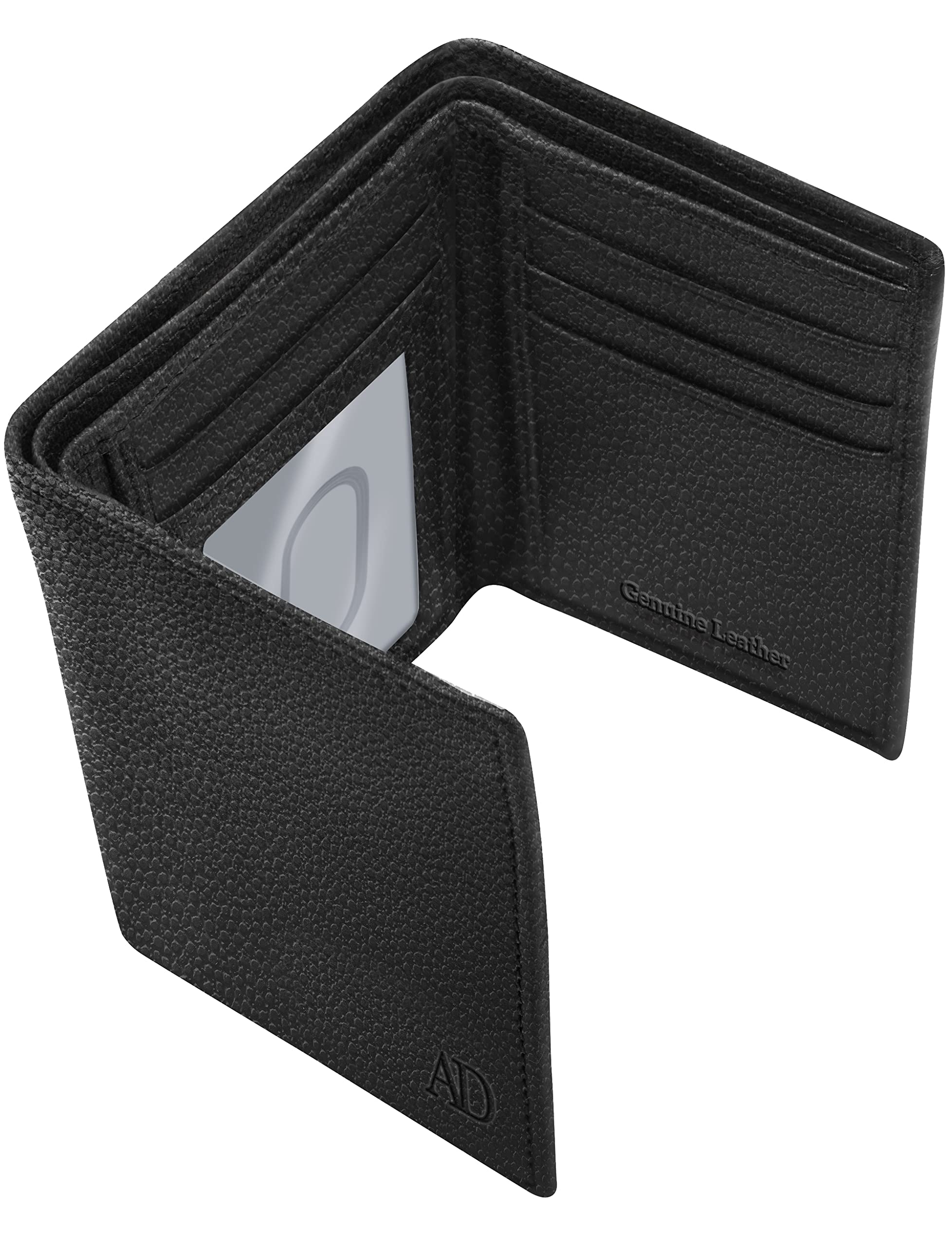 Slim RFID Blocking Trifold Wallet for Men - Genuine Leather Front Pocket Wallet with ID Window - Secure Personal Data - Perfect Gift for Dad, Husband, Boyfriend - Ideal for Travel, Work & Everyday Use