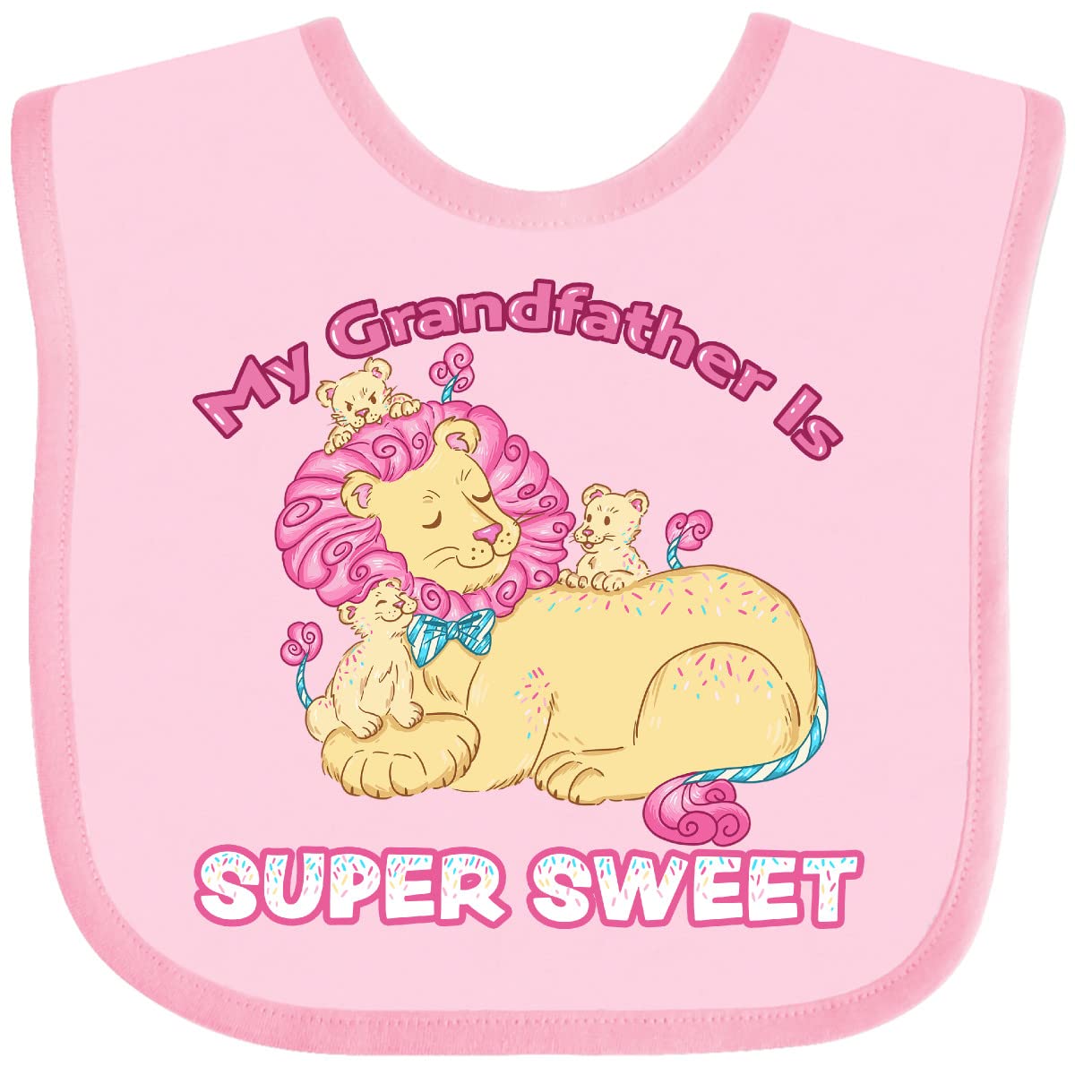 My Grandfather Is Super Sweet Cotton Candy Lions Baby Bib - Soft & Absorbent for Messy Meals - Perfect for Infants & Toddlers