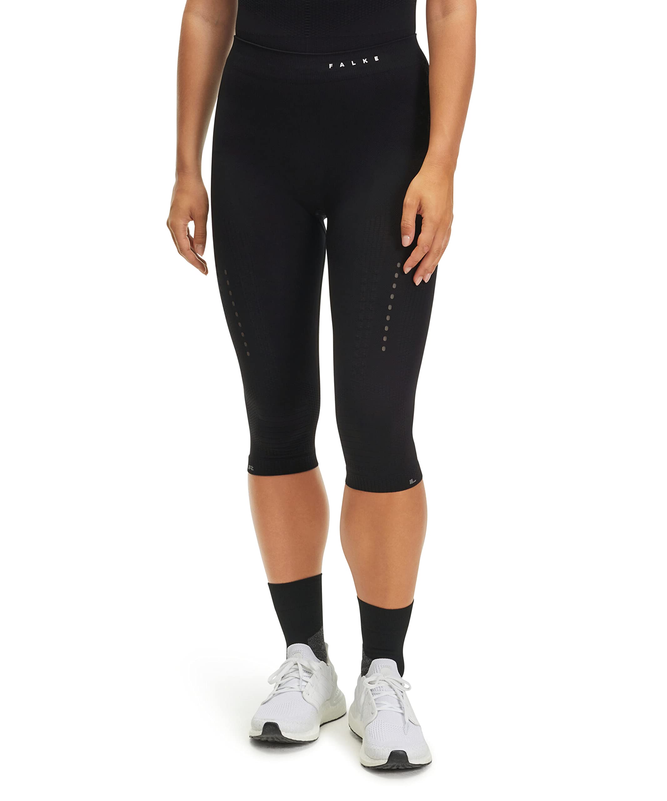 FALKE Women's Impulse Running 3/4 Tights - Black | High-Performance Workout Leggings for Running, Yoga & Gym | Moisture-Wicking & Comfort Fit