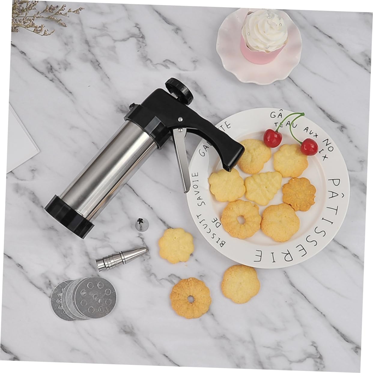 Uonlytech Stainless Steel Cookie Press Kit - Manual Churros Maker, Biscuit & Spritz Cookie Press for Sugarcraft - Perfect for Baking Cookies, Churros, and Pastries at Home