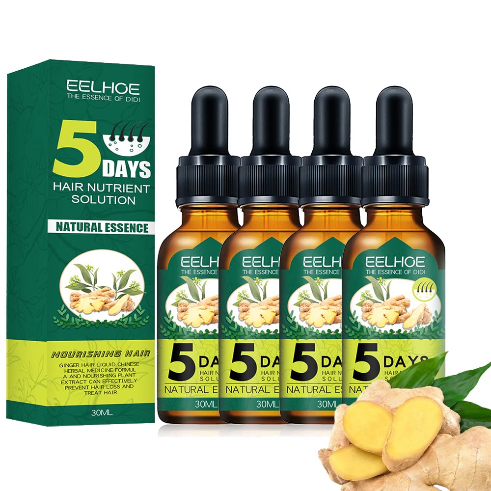 **Maidlure Ginger Essence Hair Growth Oil - 5 Days Fast Hair Nutrient Treatment, Natural Ginger Germinal Oil for Hair Loss & Thinning Hair - Promotes Stronger, Healthier Hair (4 Pack) - Perfect for Daily Scalp Massage & Hair Care Routine**