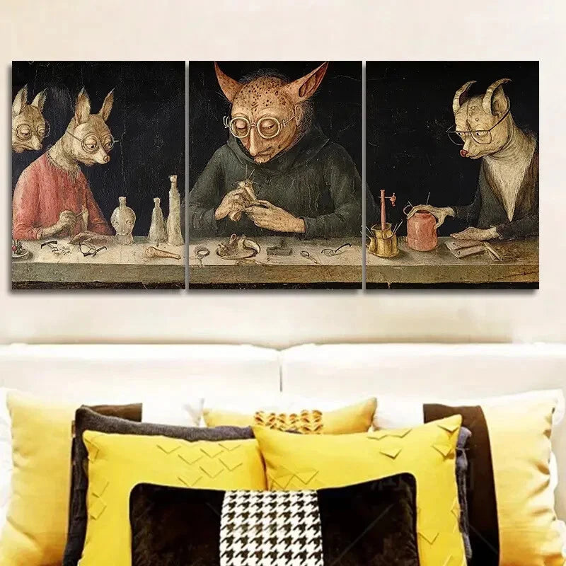3-Piece Classic Modern Metal Wall Art Prints - Ready to Hang Creative Studio Decor for Living Room, Bedroom & Office